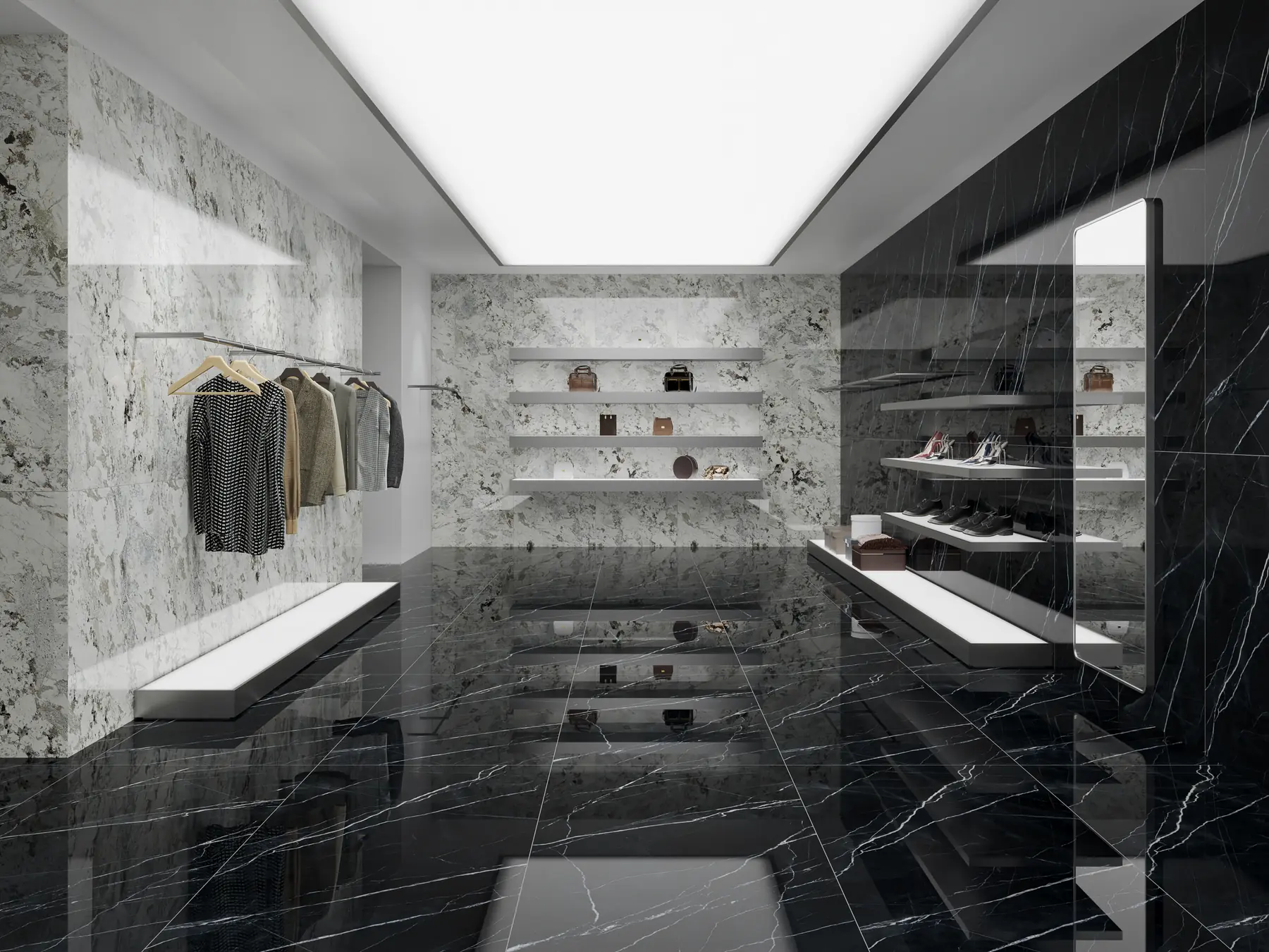 Showroom thời trang ốp đá vân tối