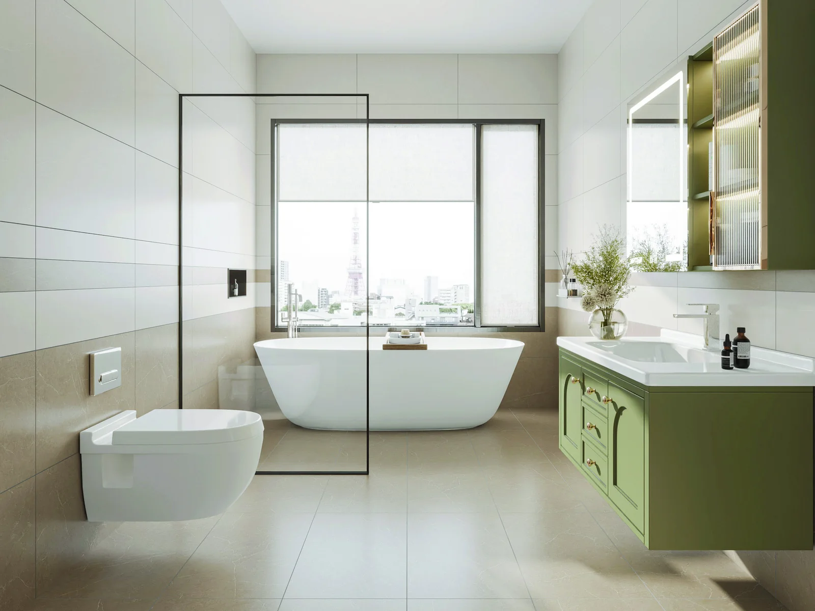Toilet treo tường Tepe trong không gian phòng tắm