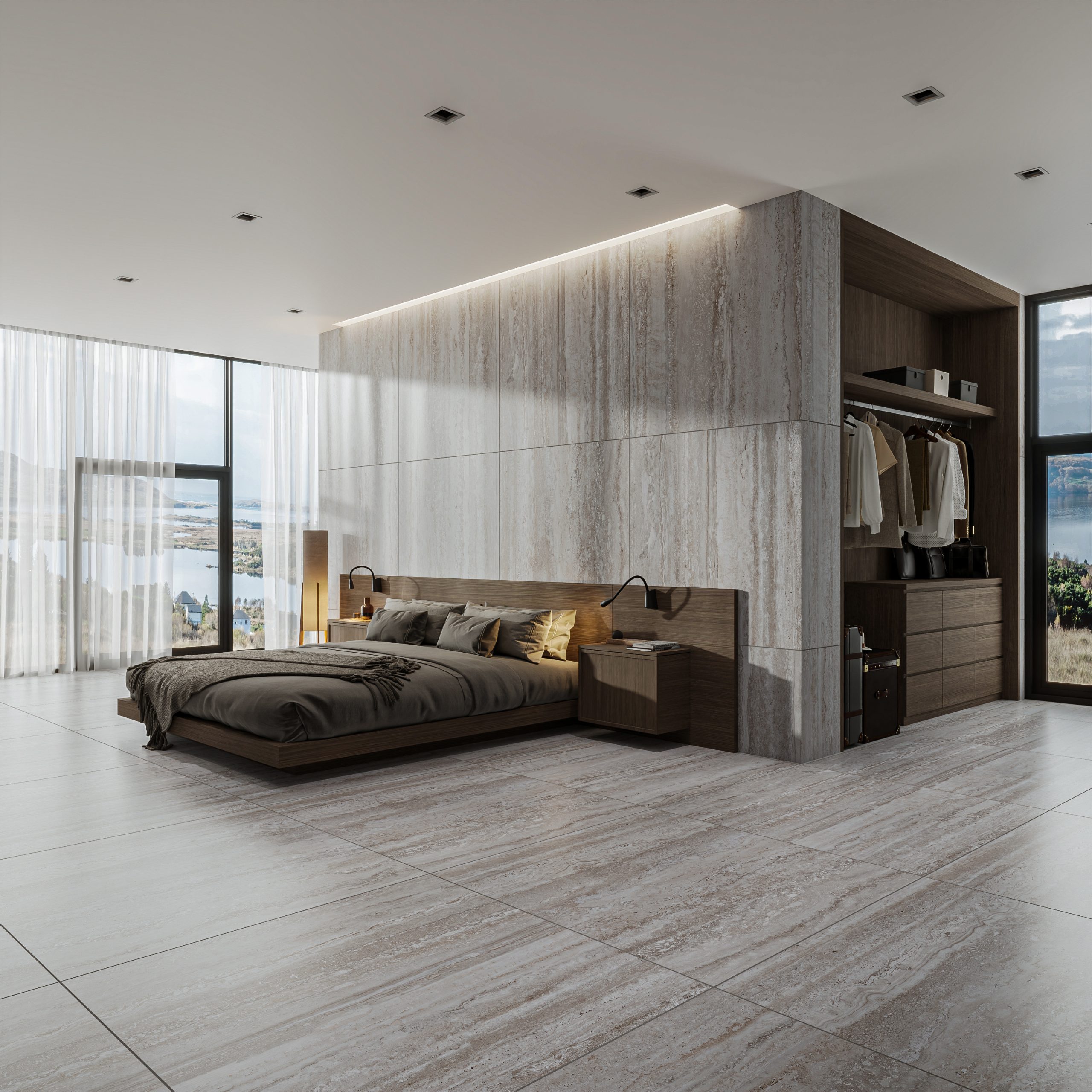 Hành lang lát gạch Travertine 9761 khổ 900×1800mm