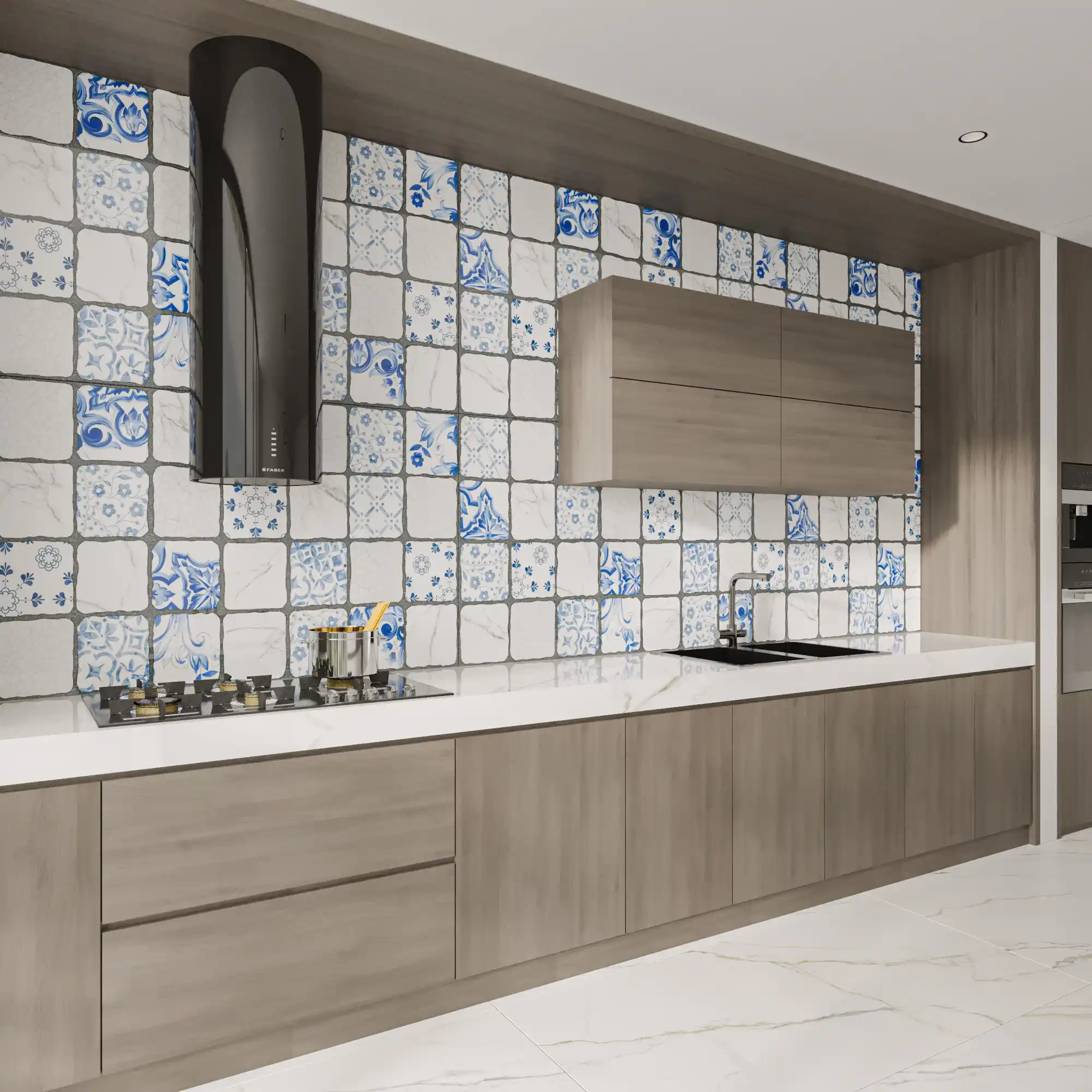 Hành lang lát gạch Travertine 9761 khổ 900×1800mm
