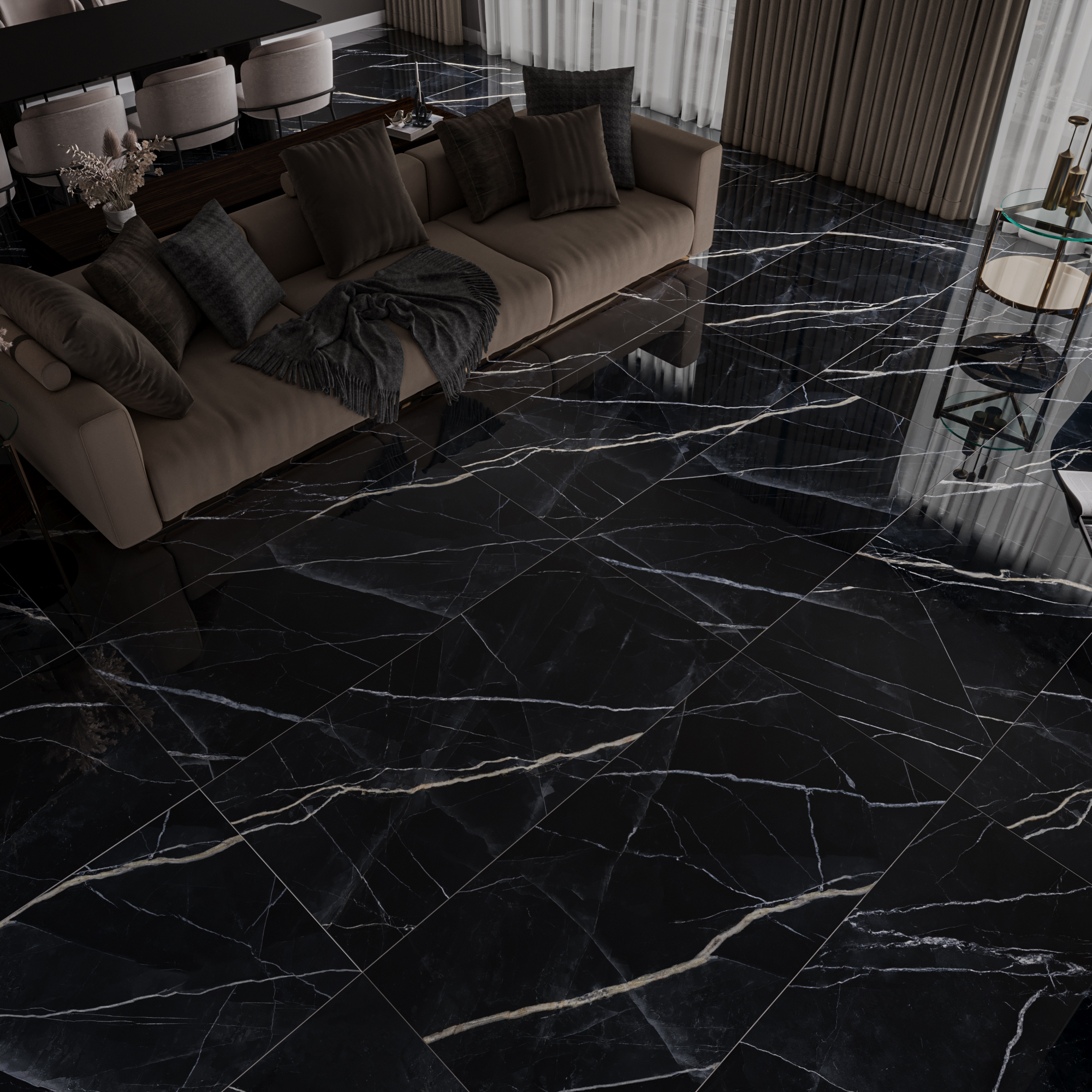 Hành lang lát gạch Travertine 9761 khổ 900×1800mm