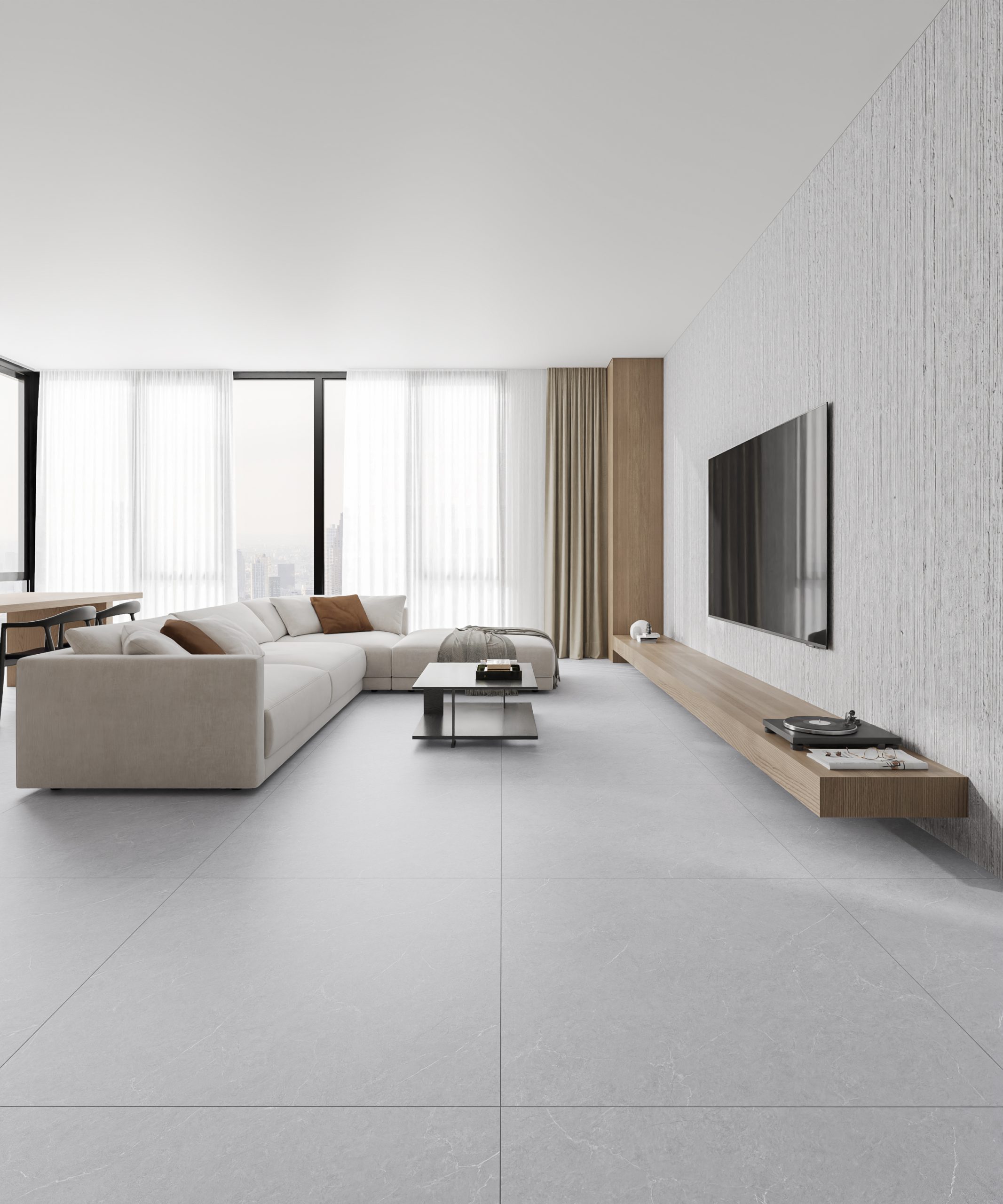 Hành lang lát gạch Travertine 9761 khổ 900×1800mm