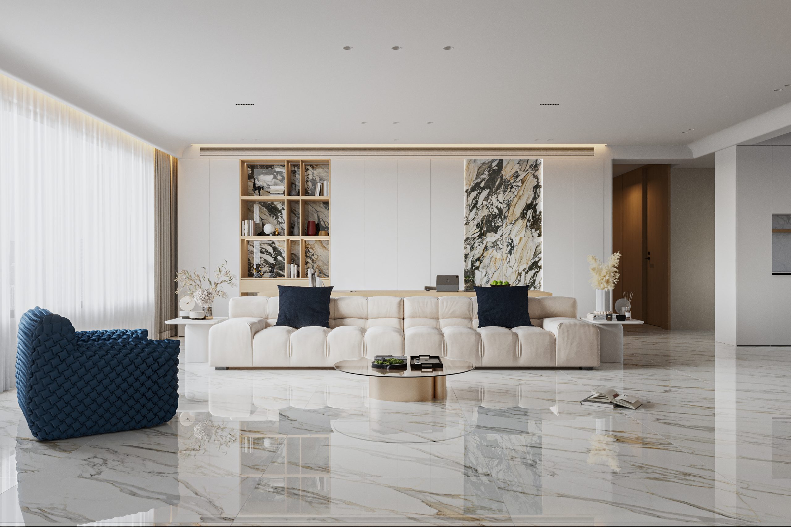 Hành lang lát gạch Travertine 9761 khổ 900×1800mm