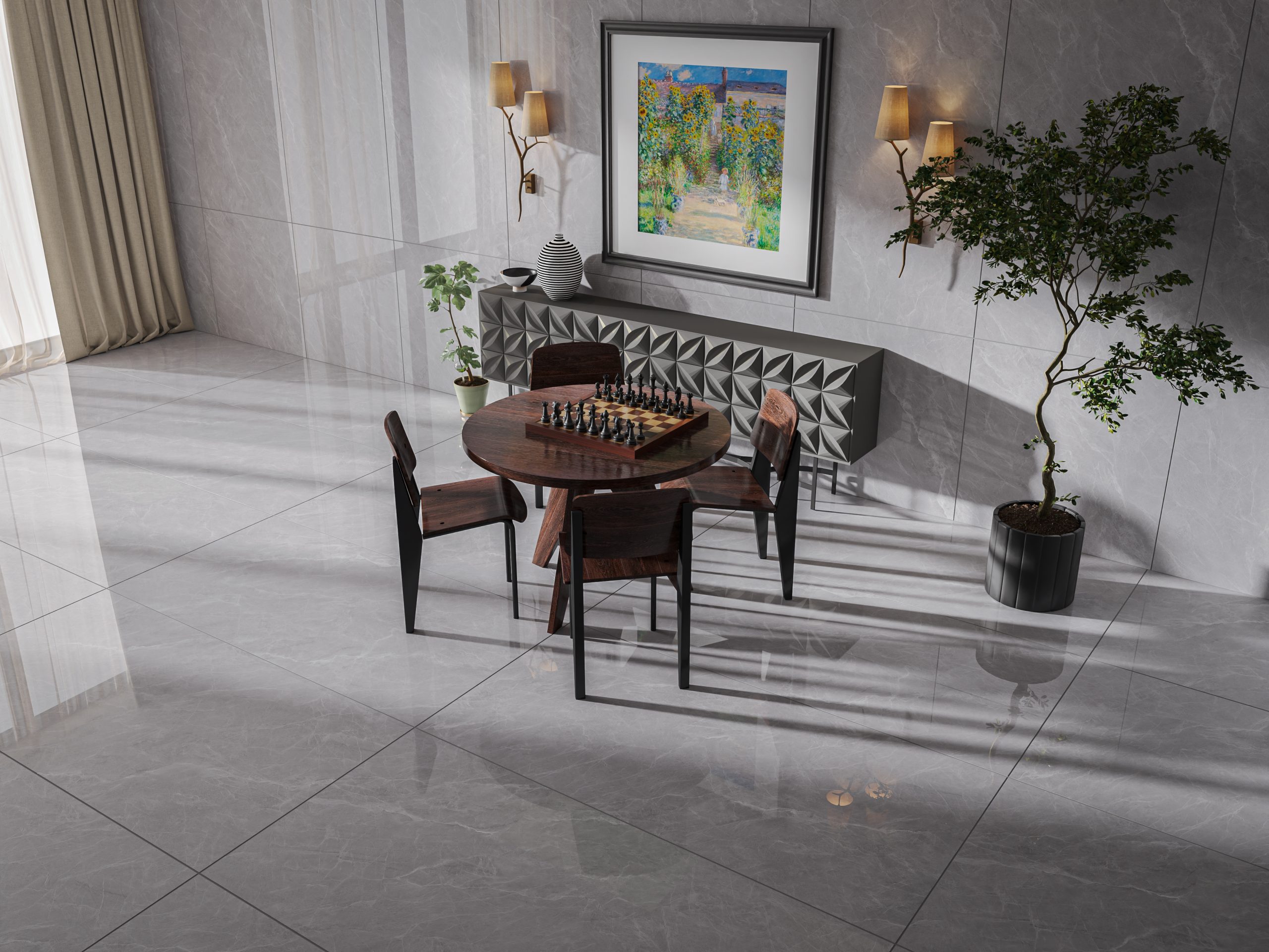 Hành lang lát gạch Travertine 9761 khổ 900×1800mm