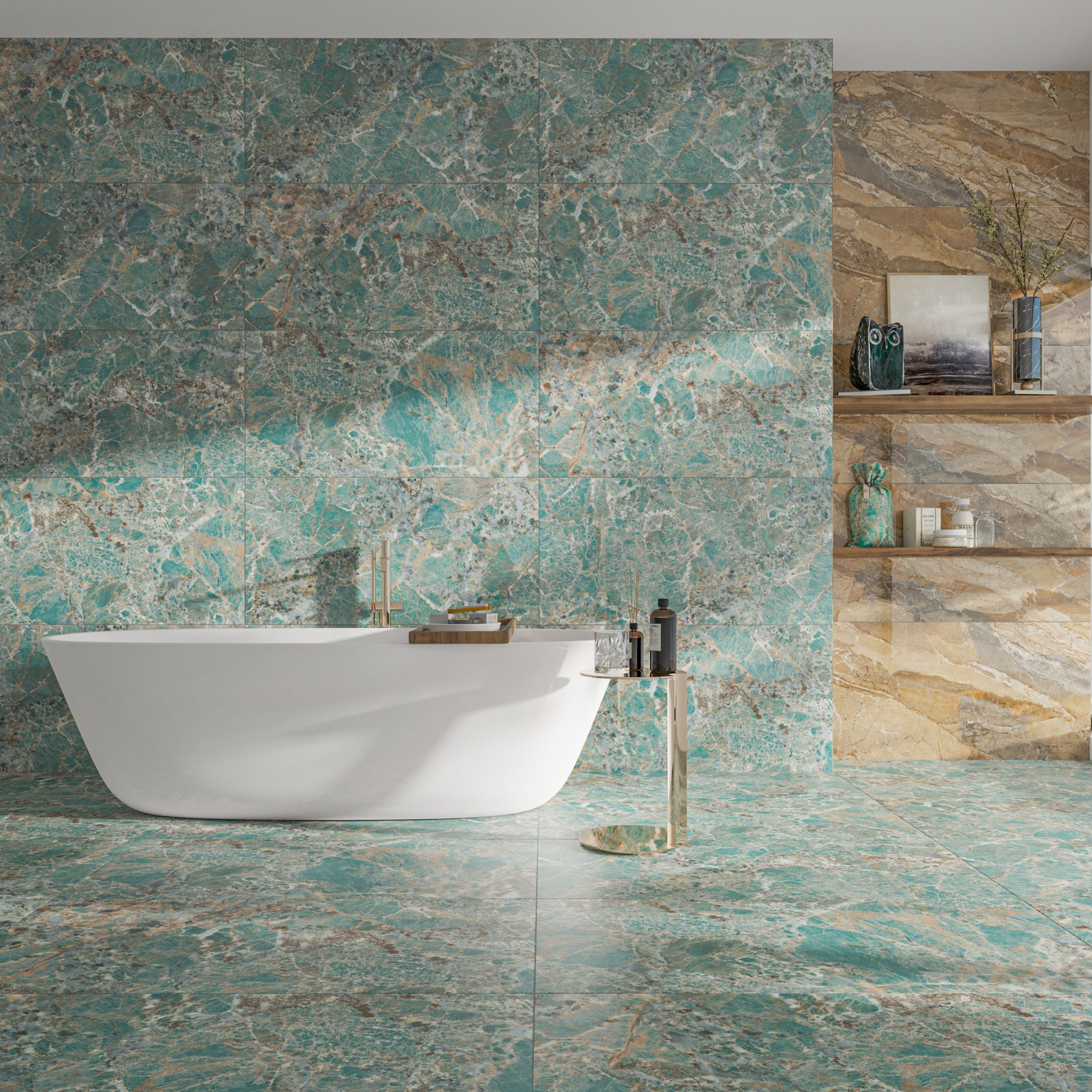 Hành lang lát gạch Travertine 9761 khổ 900×1800mm