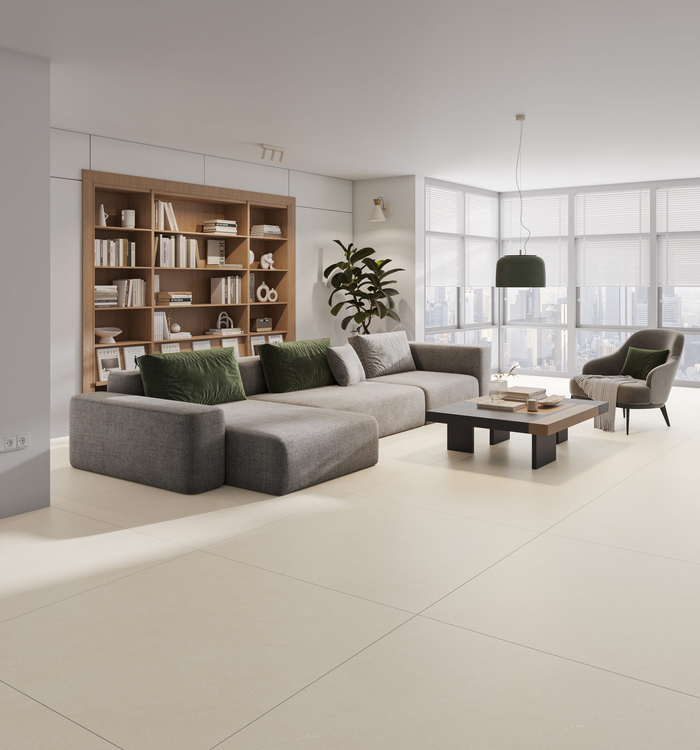 Hành lang lát gạch Travertine 9761 khổ 900×1800mm