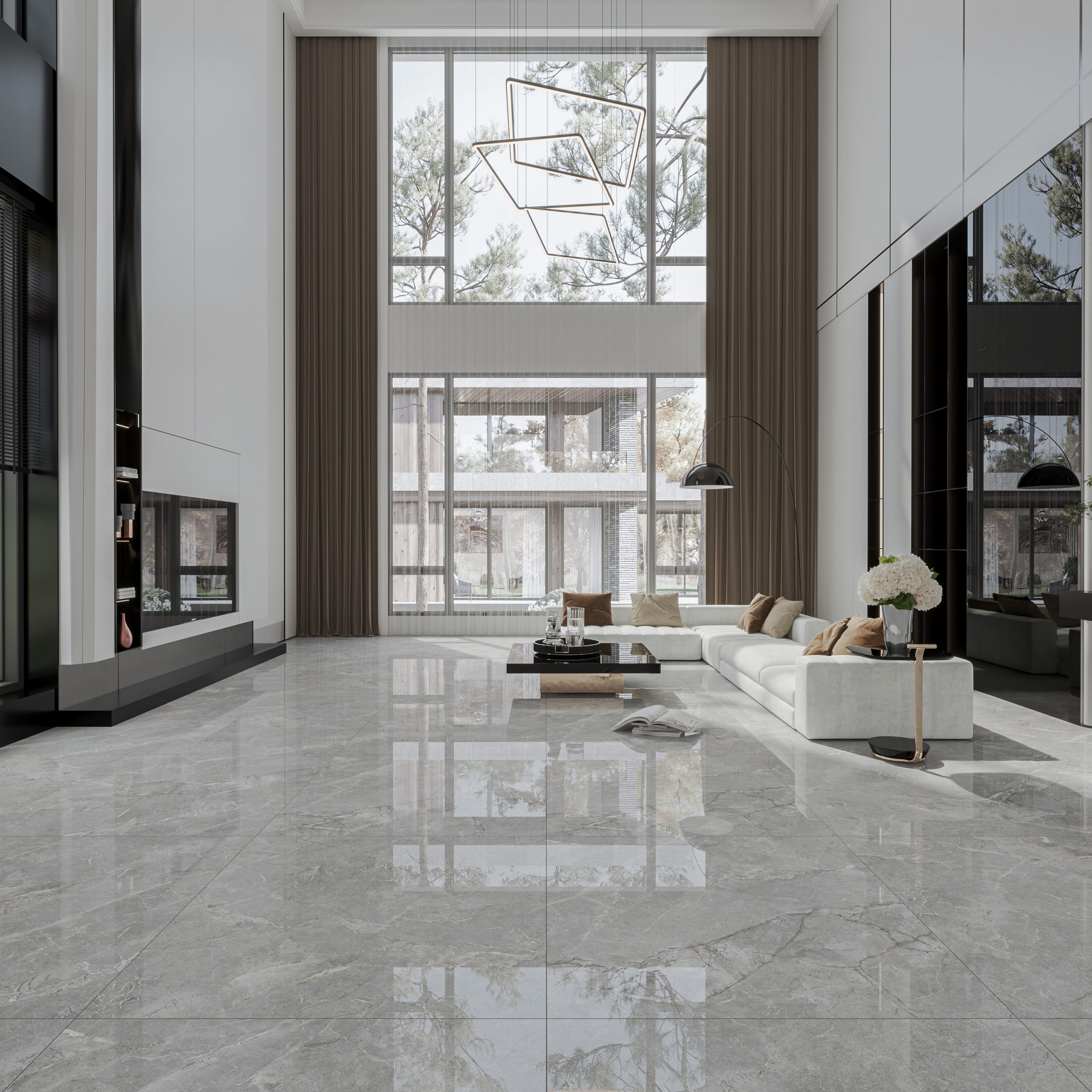 Hành lang lát gạch Travertine 9761 khổ 900×1800mm