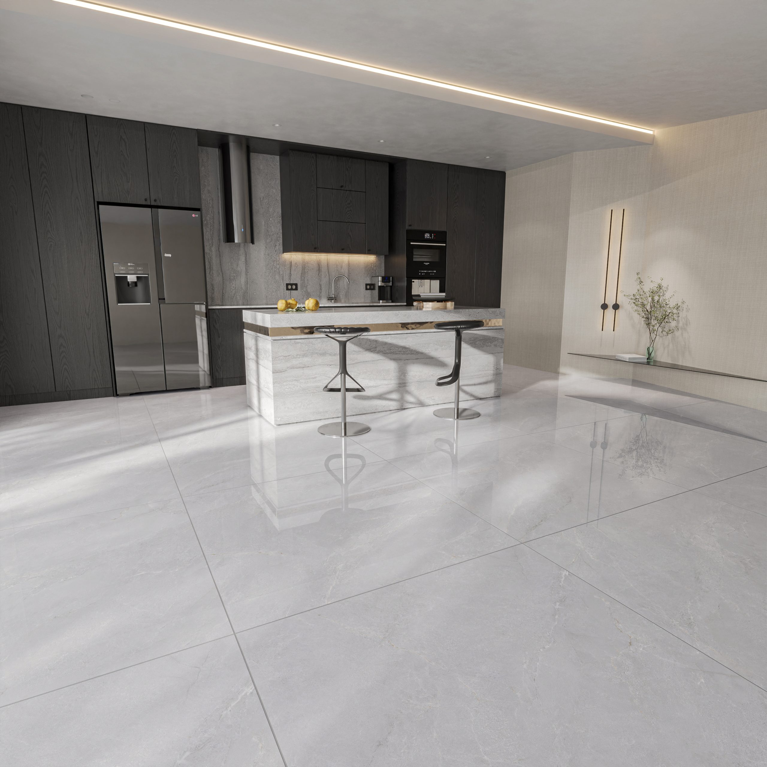 Hành lang lát gạch Travertine 9761 khổ 900×1800mm