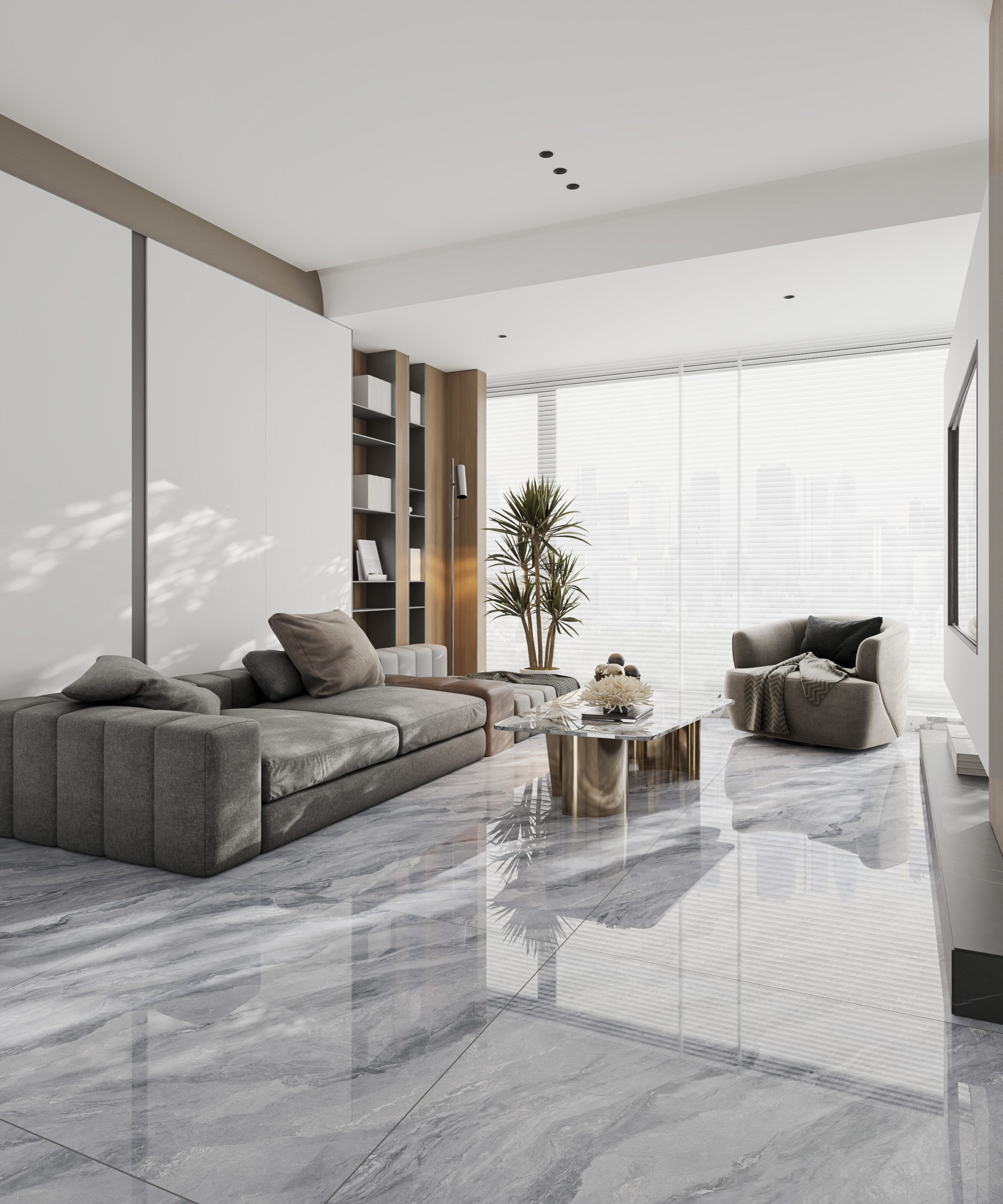Hành lang lát gạch Travertine 9761 khổ 900×1800mm