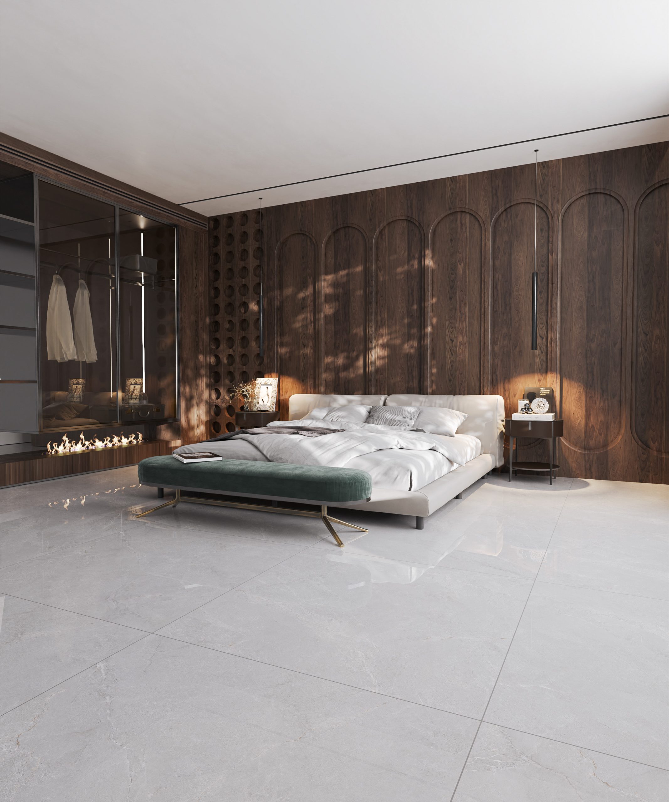 Hành lang lát gạch Travertine 9761 khổ 900×1800mm