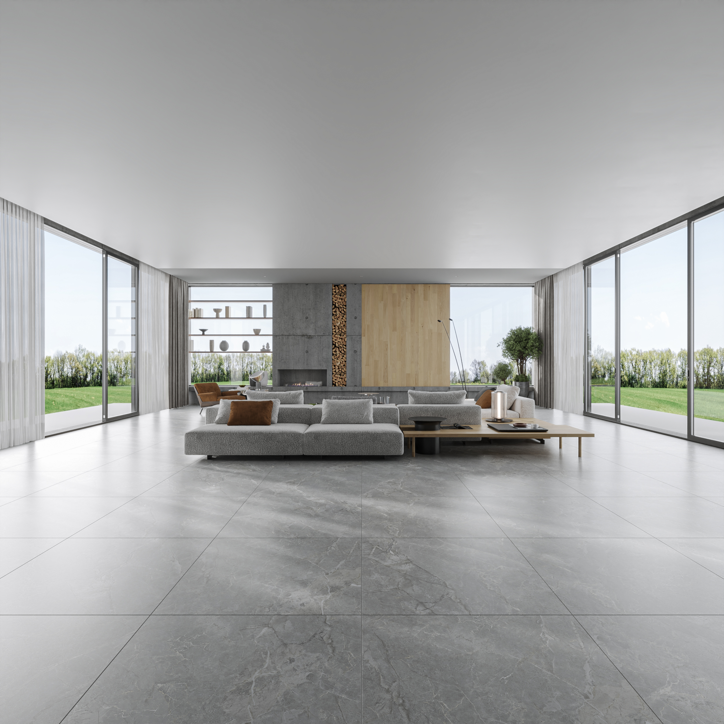 Hành lang lát gạch Travertine 9761 khổ 900×1800mm