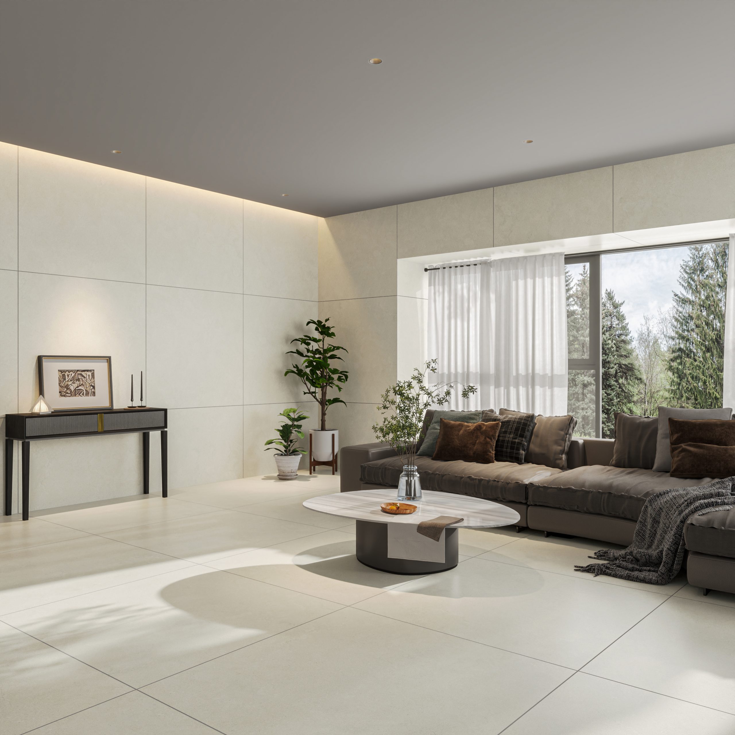 Hành lang lát gạch Travertine 9761 khổ 900×1800mm
