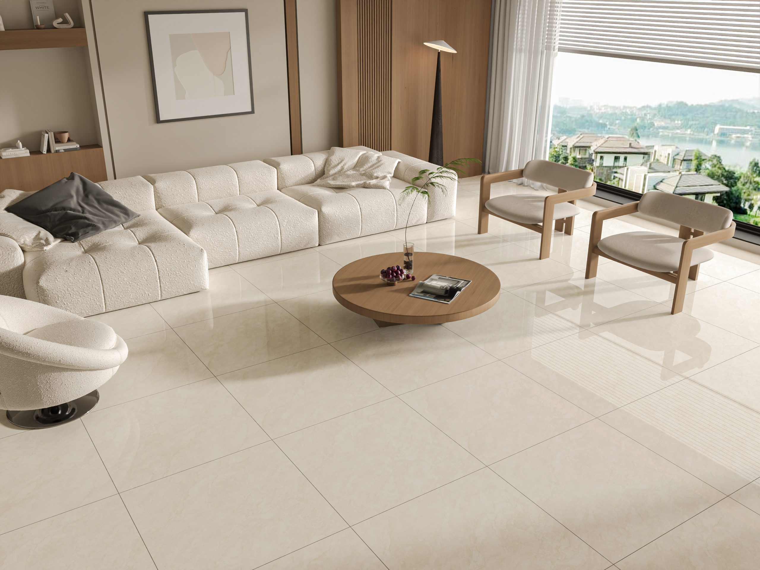 Hành lang lát gạch Travertine 9761 khổ 900×1800mm