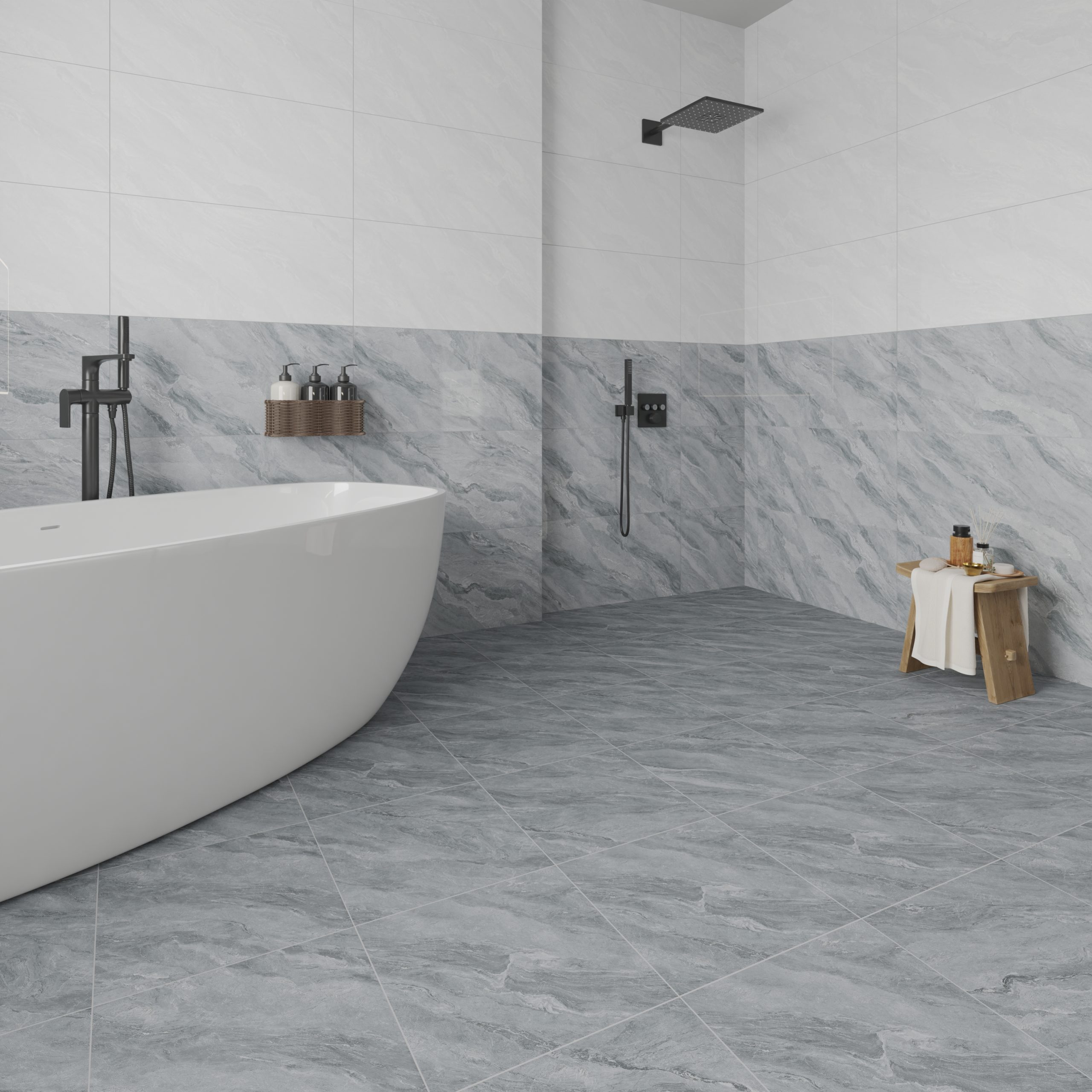 Hành lang lát gạch Travertine 9761 khổ 900×1800mm