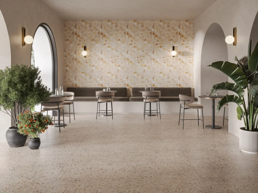 Hành lang lát gạch Travertine 9761 khổ 900×1800mm