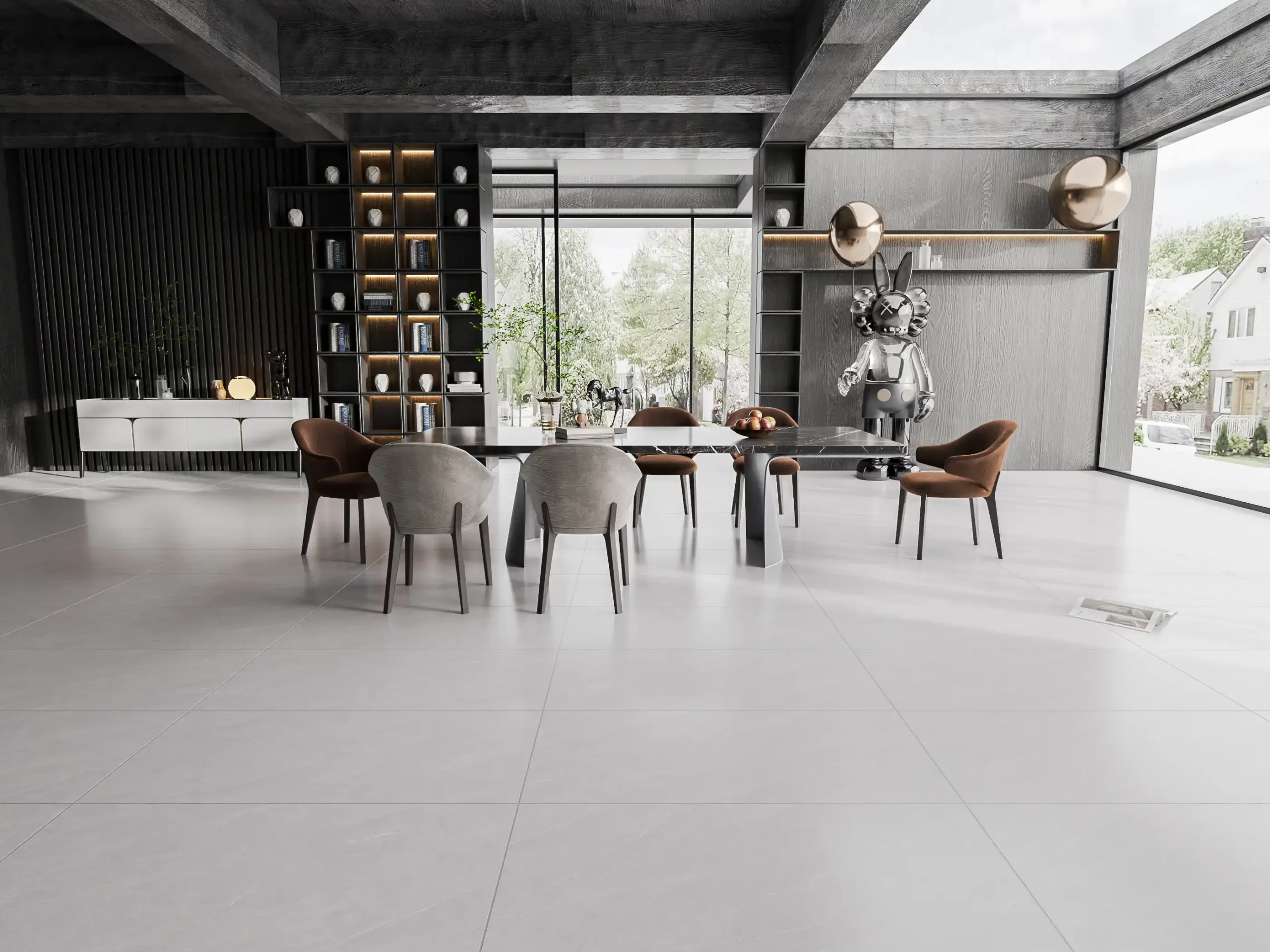 Hành lang lát gạch Travertine 9761 khổ 900×1800mm