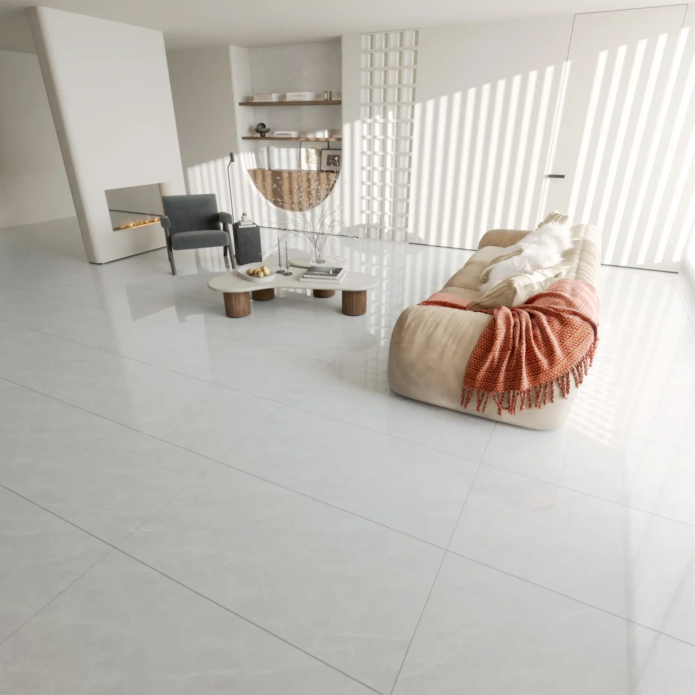 Hành lang lát gạch Travertine 9761 khổ 900×1800mm
