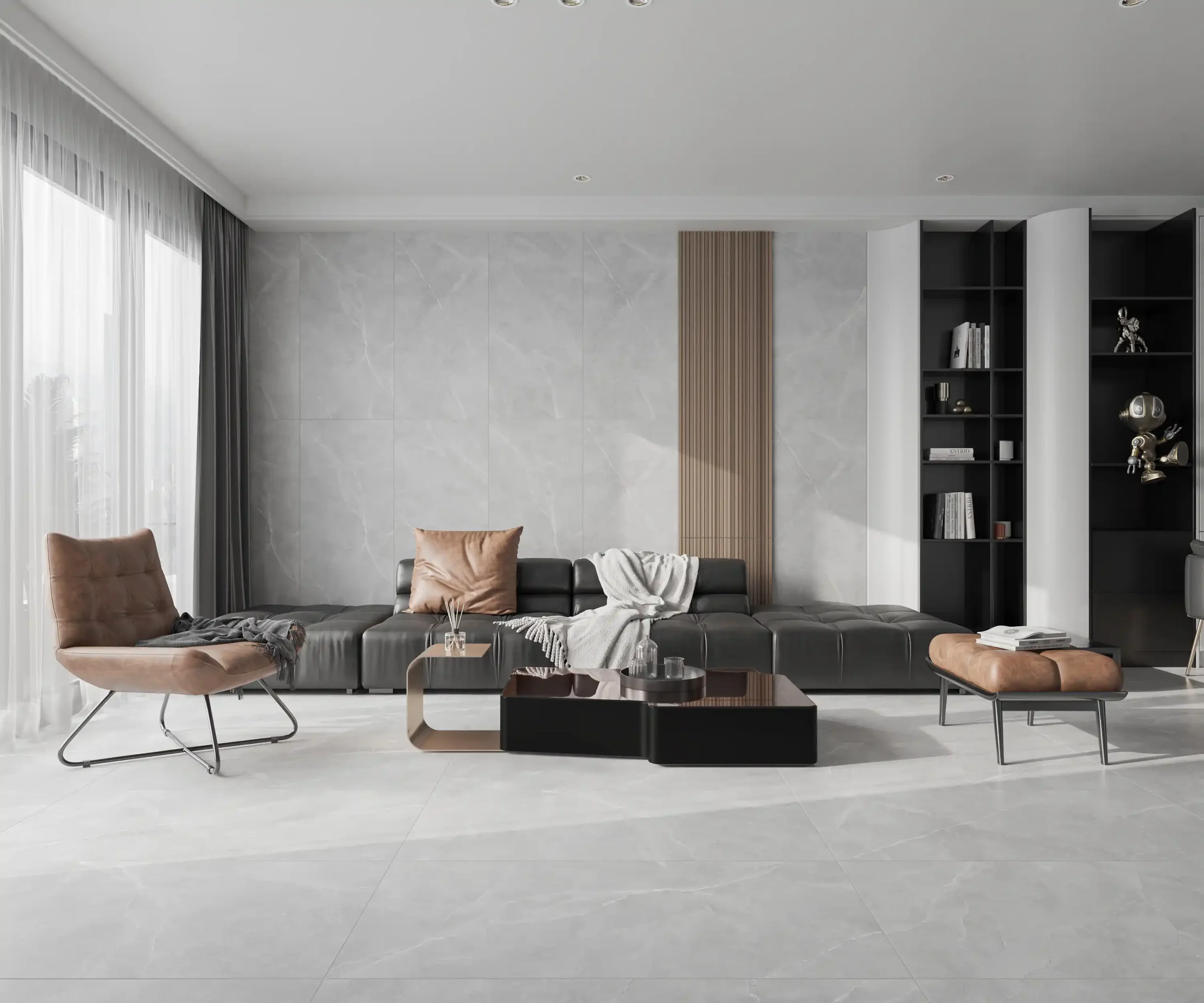 Hành lang lát gạch Travertine 9761 khổ 900×1800mm