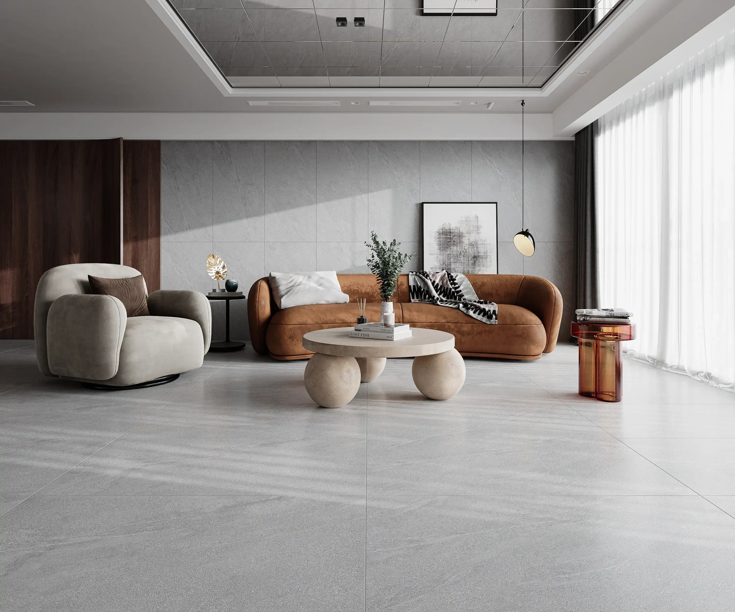 Hành lang lát gạch Travertine 9761 khổ 900×1800mm