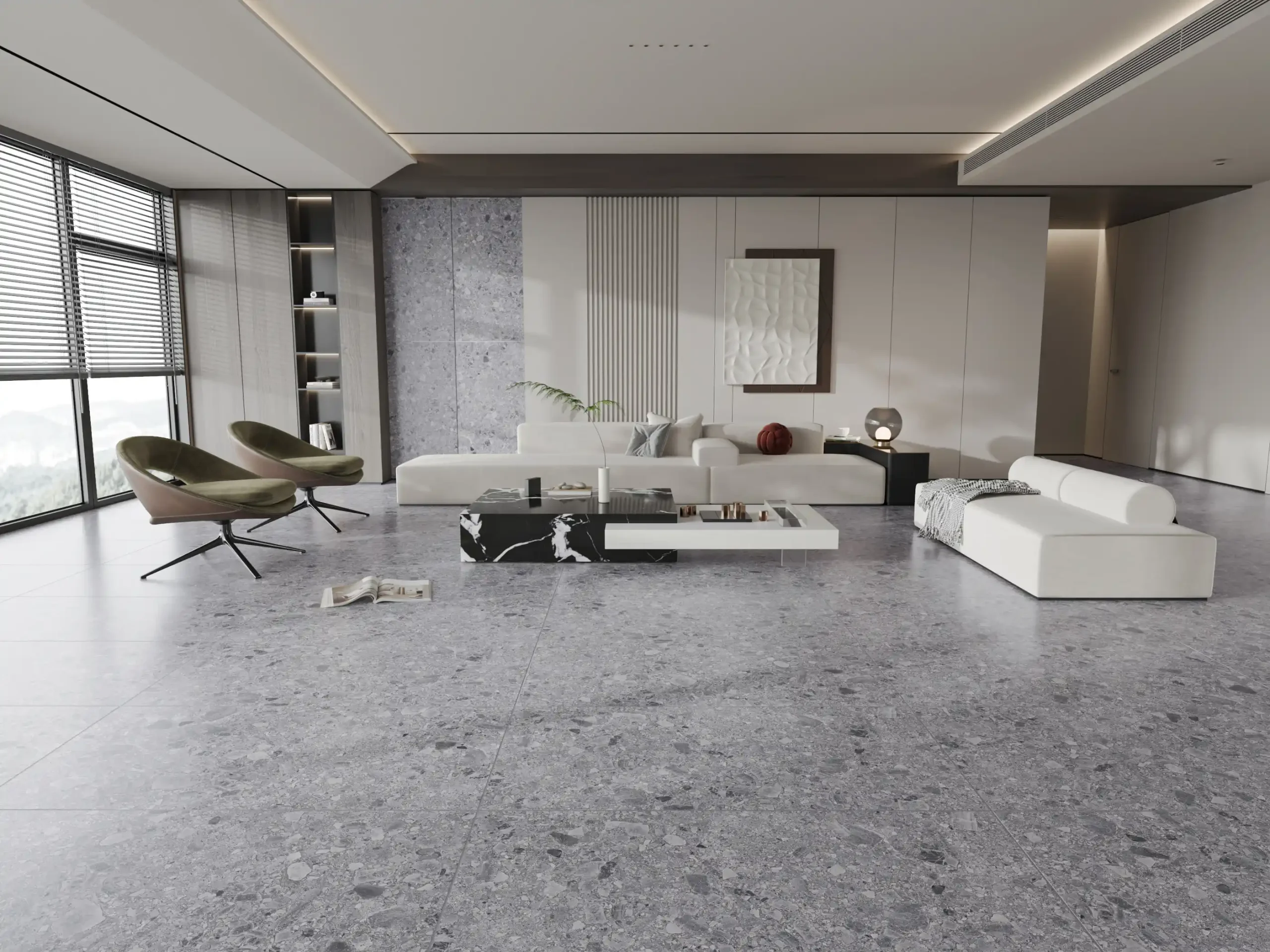 Hành lang lát gạch Travertine 9761 khổ 900×1800mm