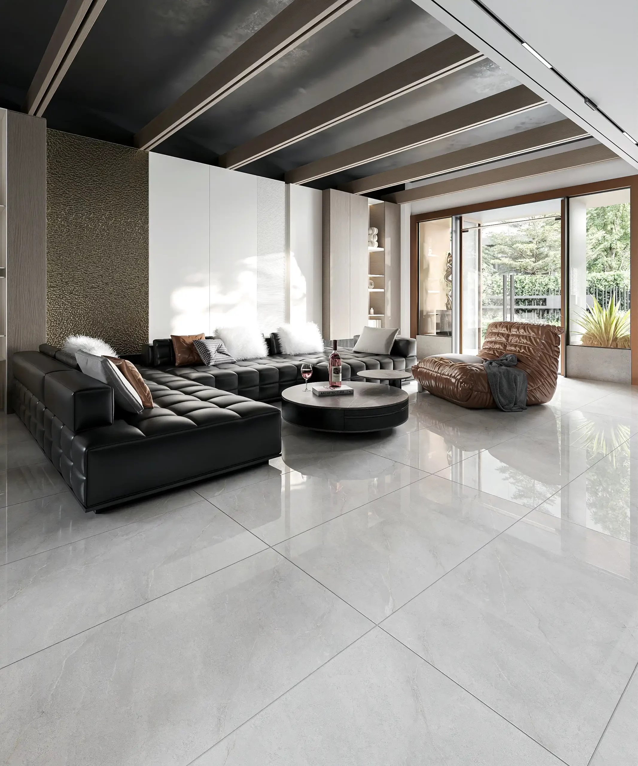 Hành lang lát gạch Travertine 9761 khổ 900×1800mm