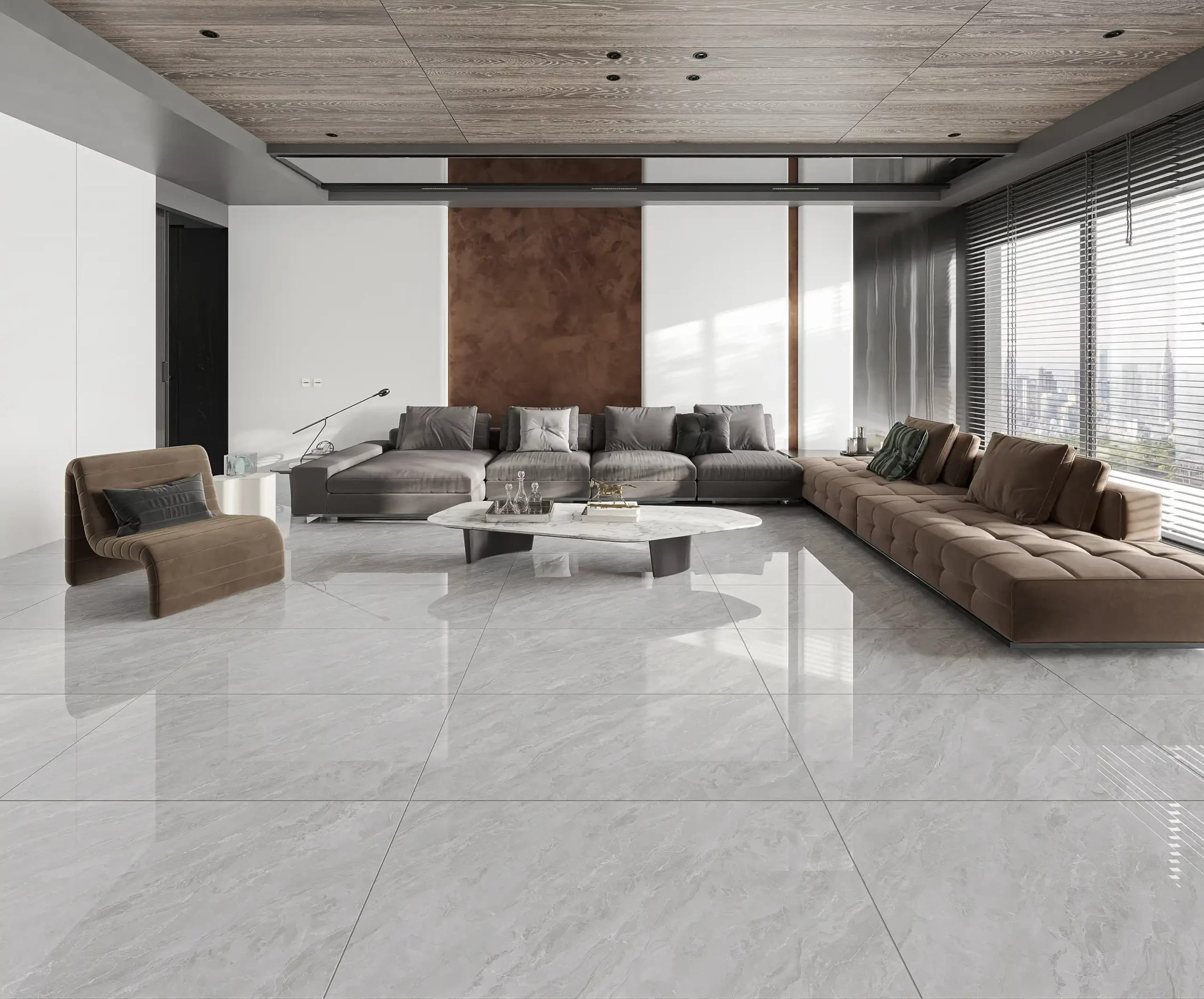 Hành lang lát gạch Travertine 9761 khổ 900×1800mm