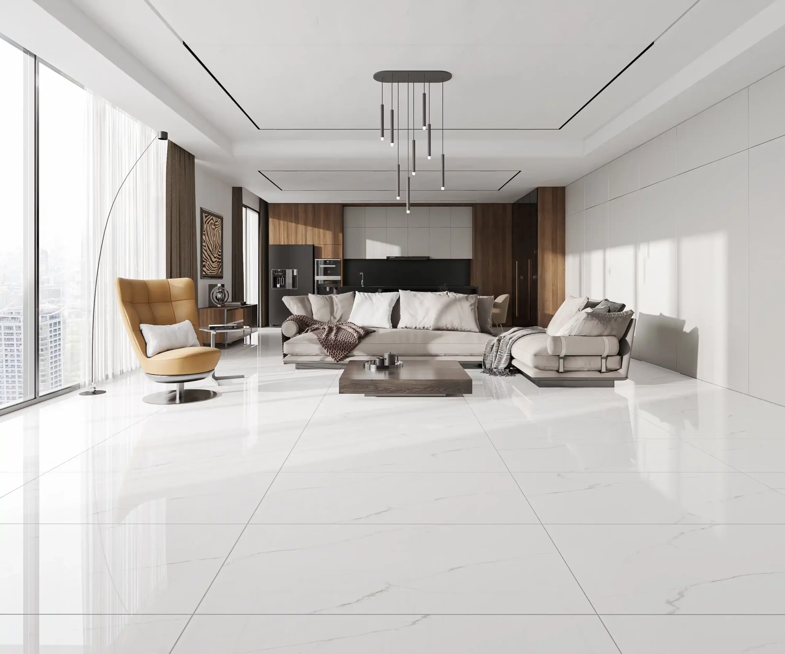 Hành lang lát gạch Travertine 9761 khổ 900×1800mm