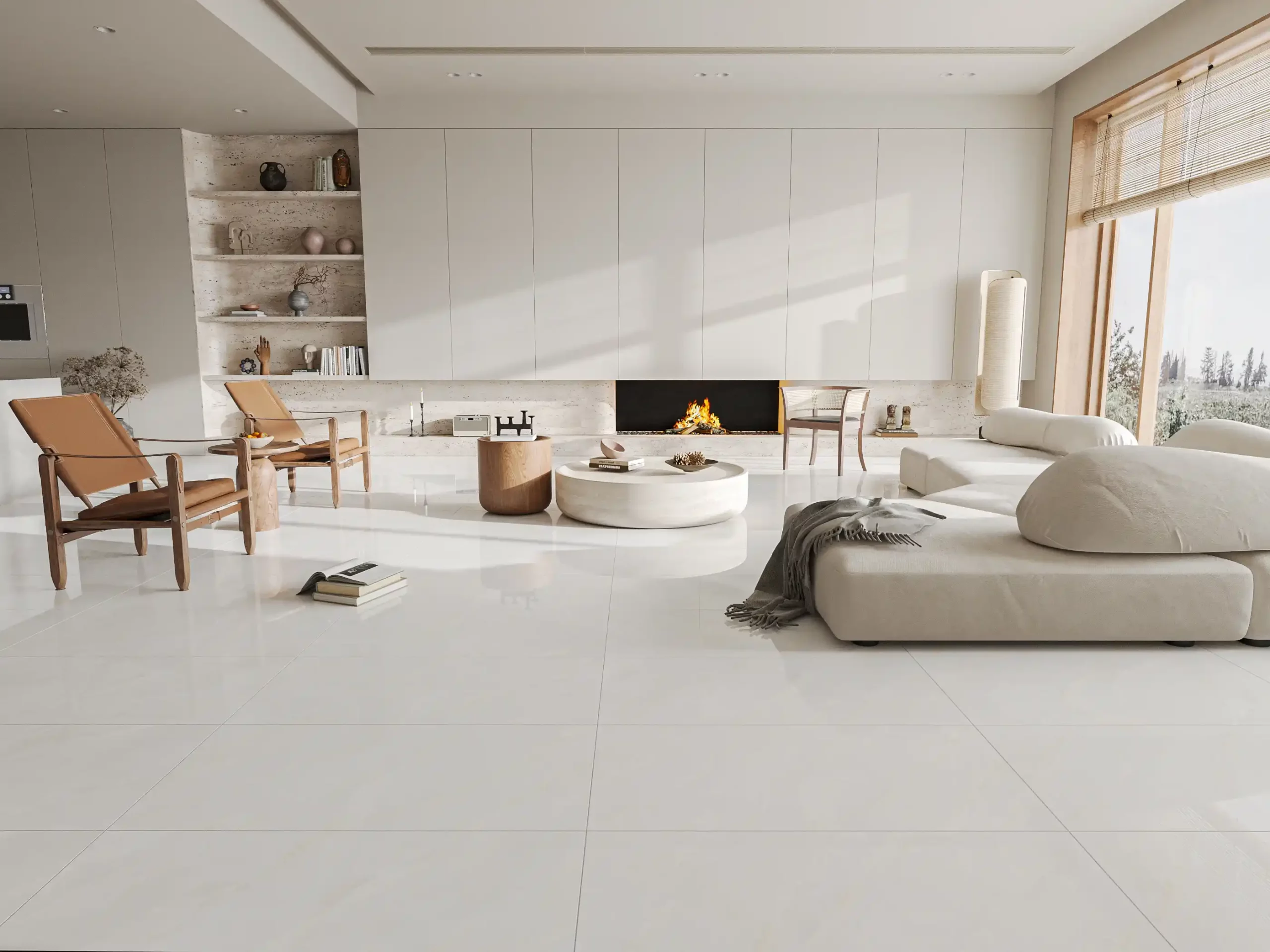 Hành lang lát gạch Travertine 9761 khổ 900×1800mm