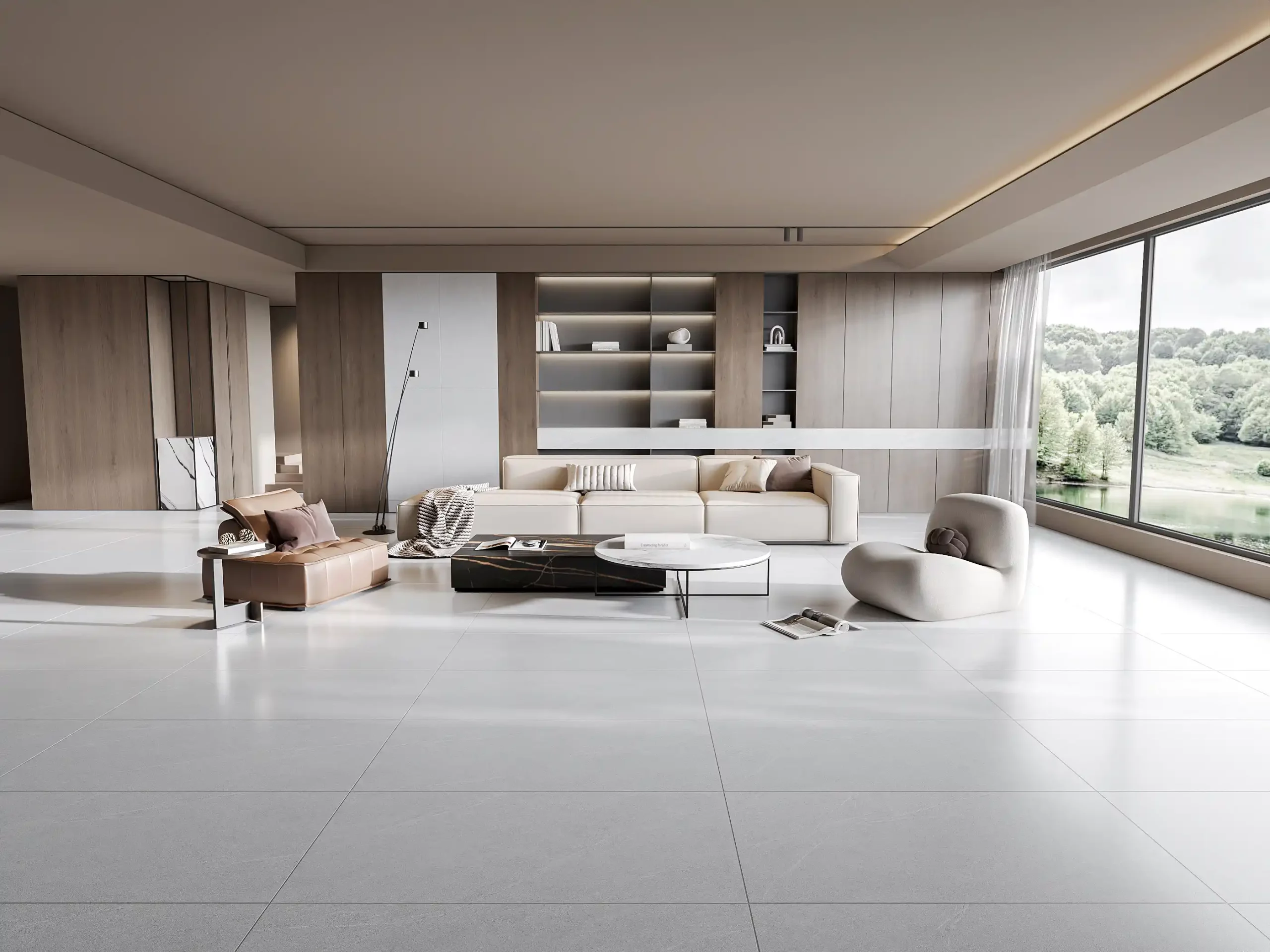 Hành lang lát gạch Travertine 9761 khổ 900×1800mm