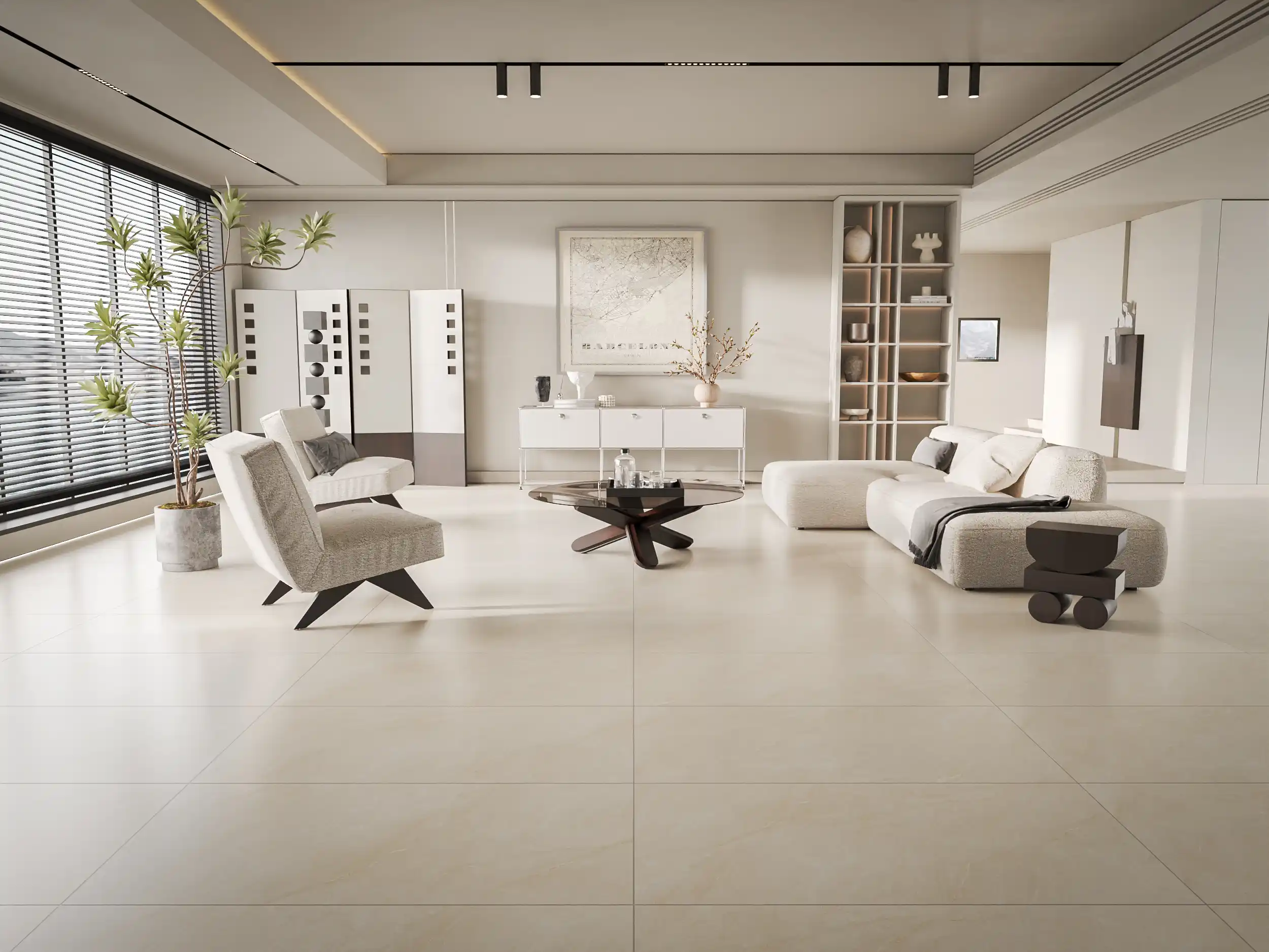 Hành lang lát gạch Travertine 9761 khổ 900×1800mm