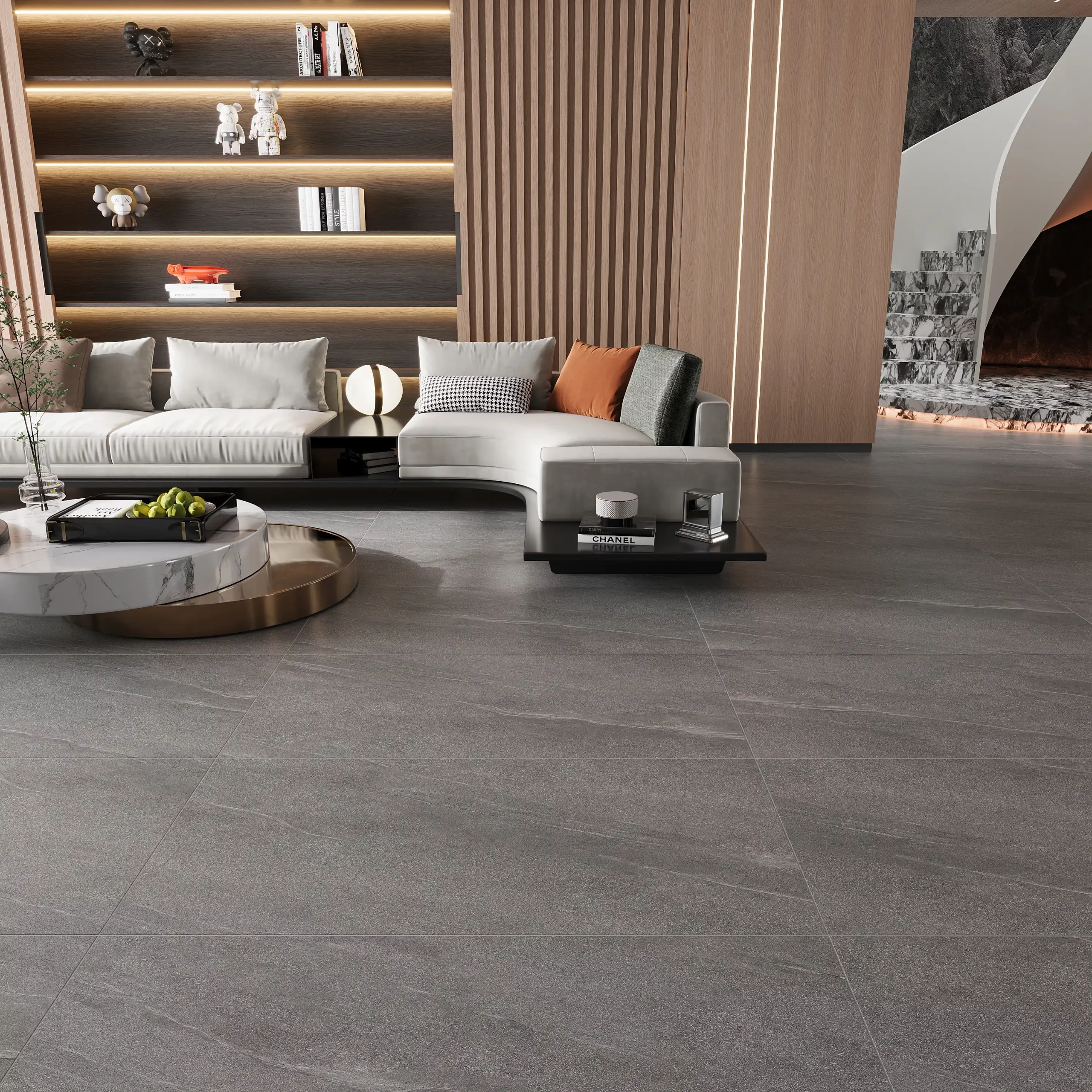 Hành lang lát gạch Travertine 9761 khổ 900×1800mm