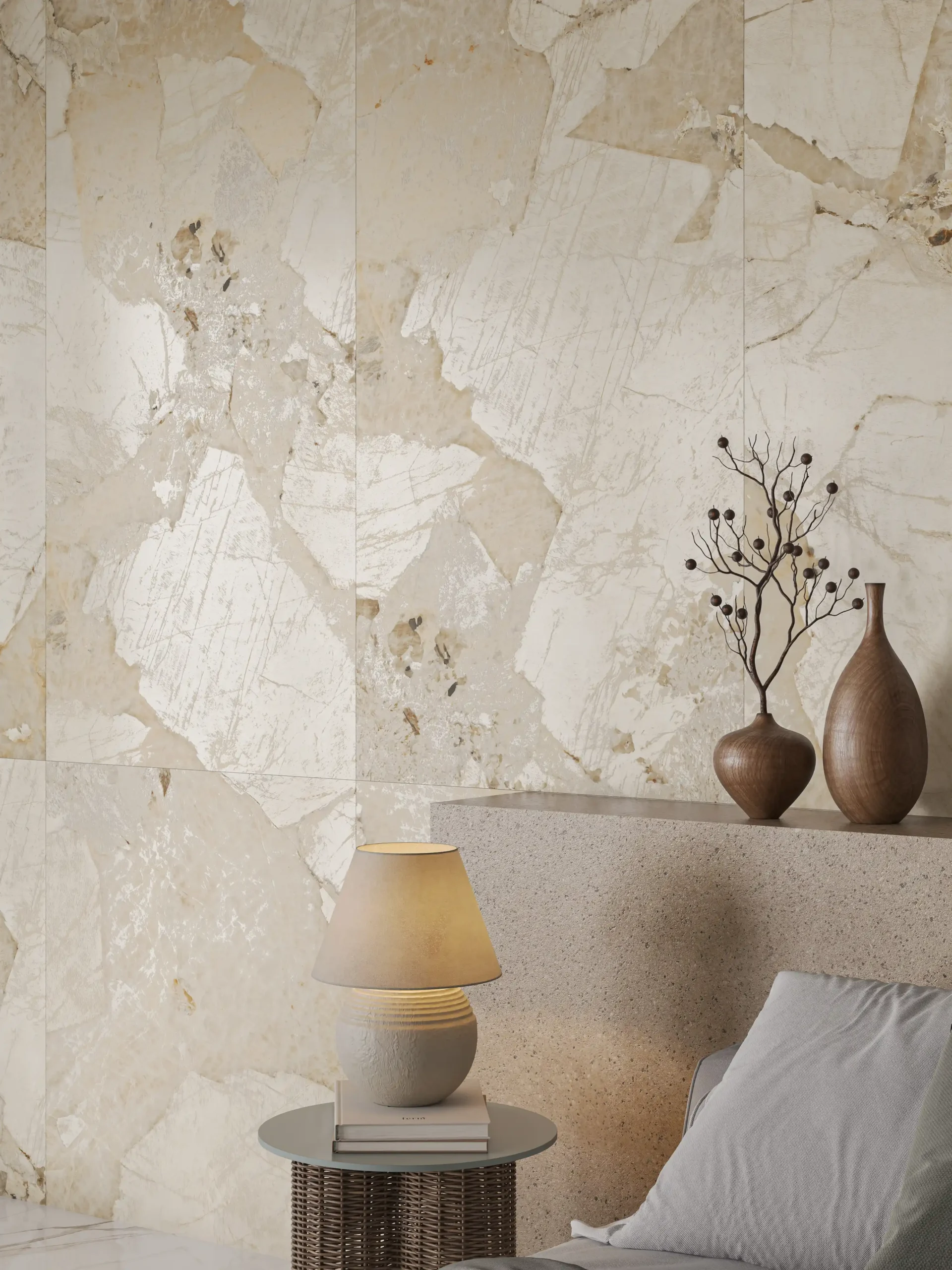 Hành lang lát gạch Travertine 9761 khổ 900×1800mm