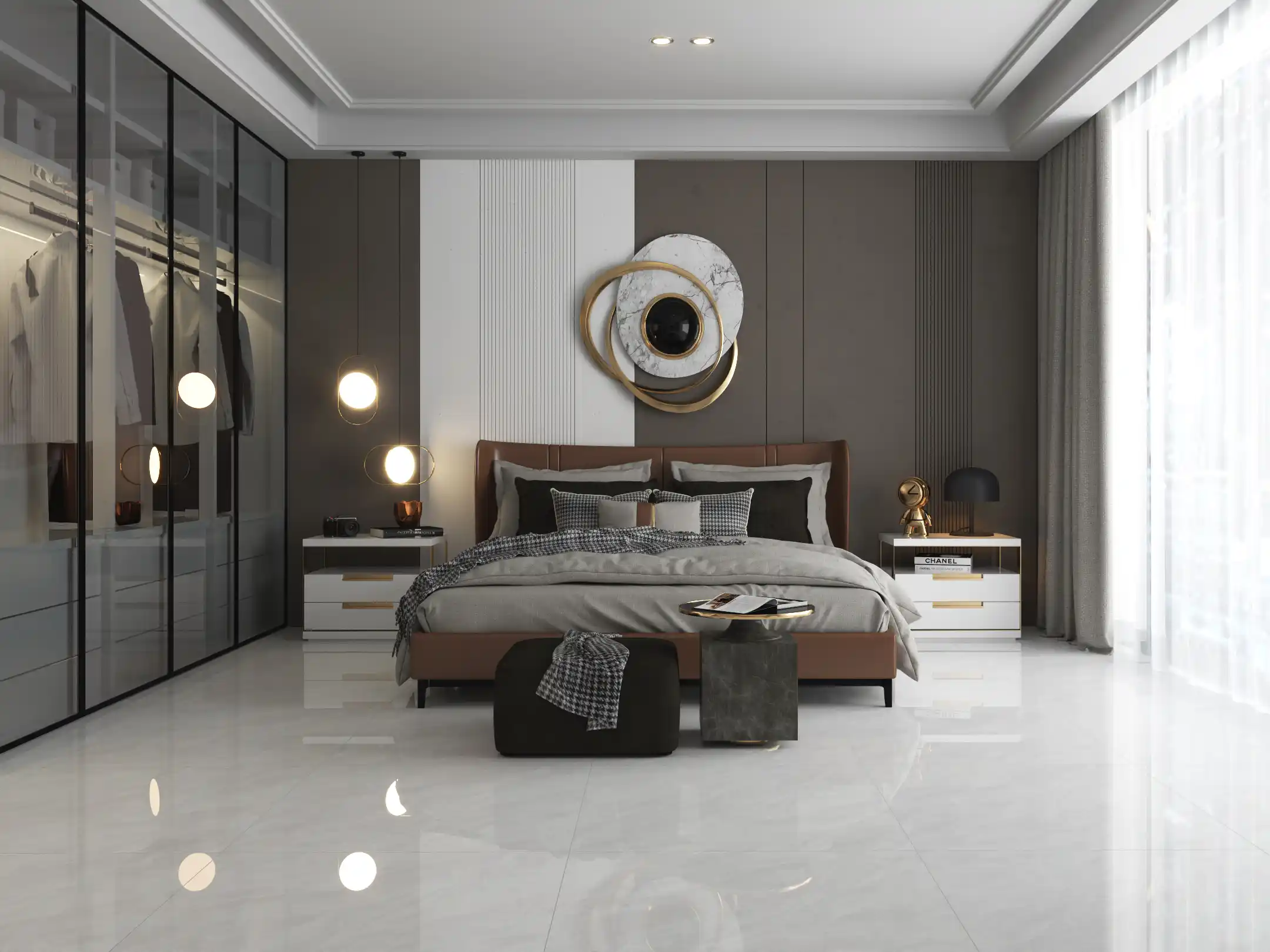 Hành lang lát gạch Travertine 9761 khổ 900×1800mm