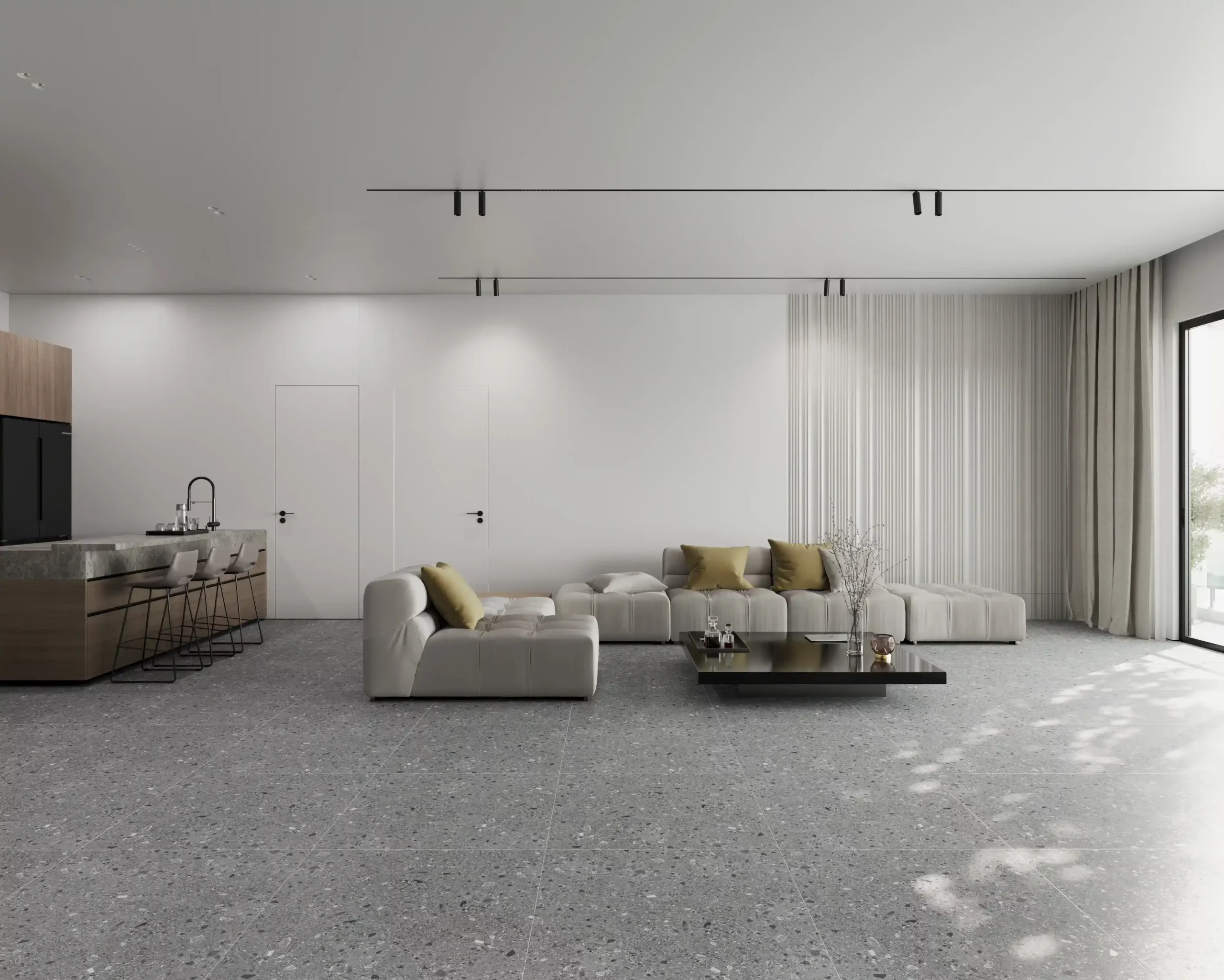 Hành lang lát gạch Travertine 9761 khổ 900×1800mm