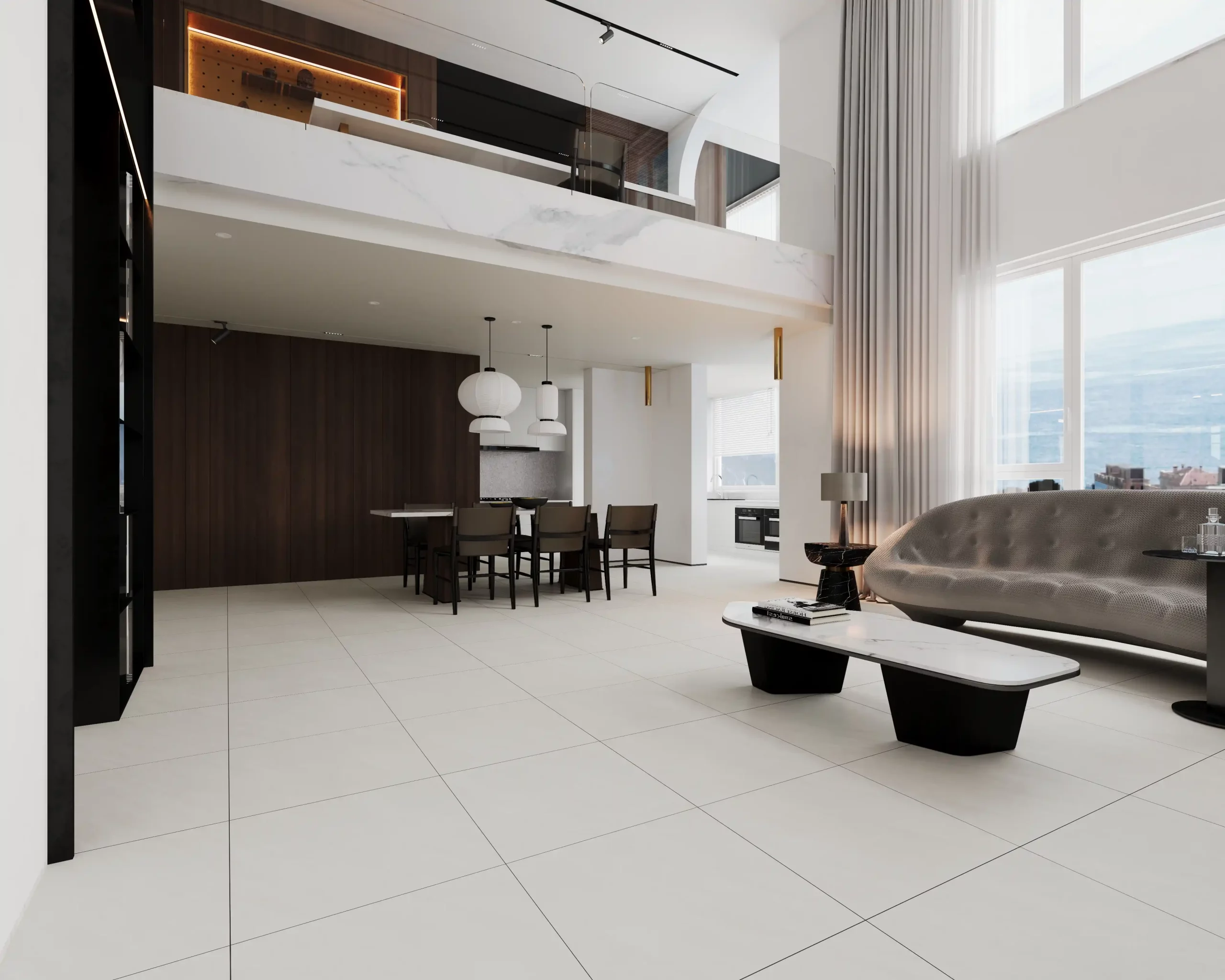 Hành lang lát gạch Travertine 9761 khổ 900×1800mm