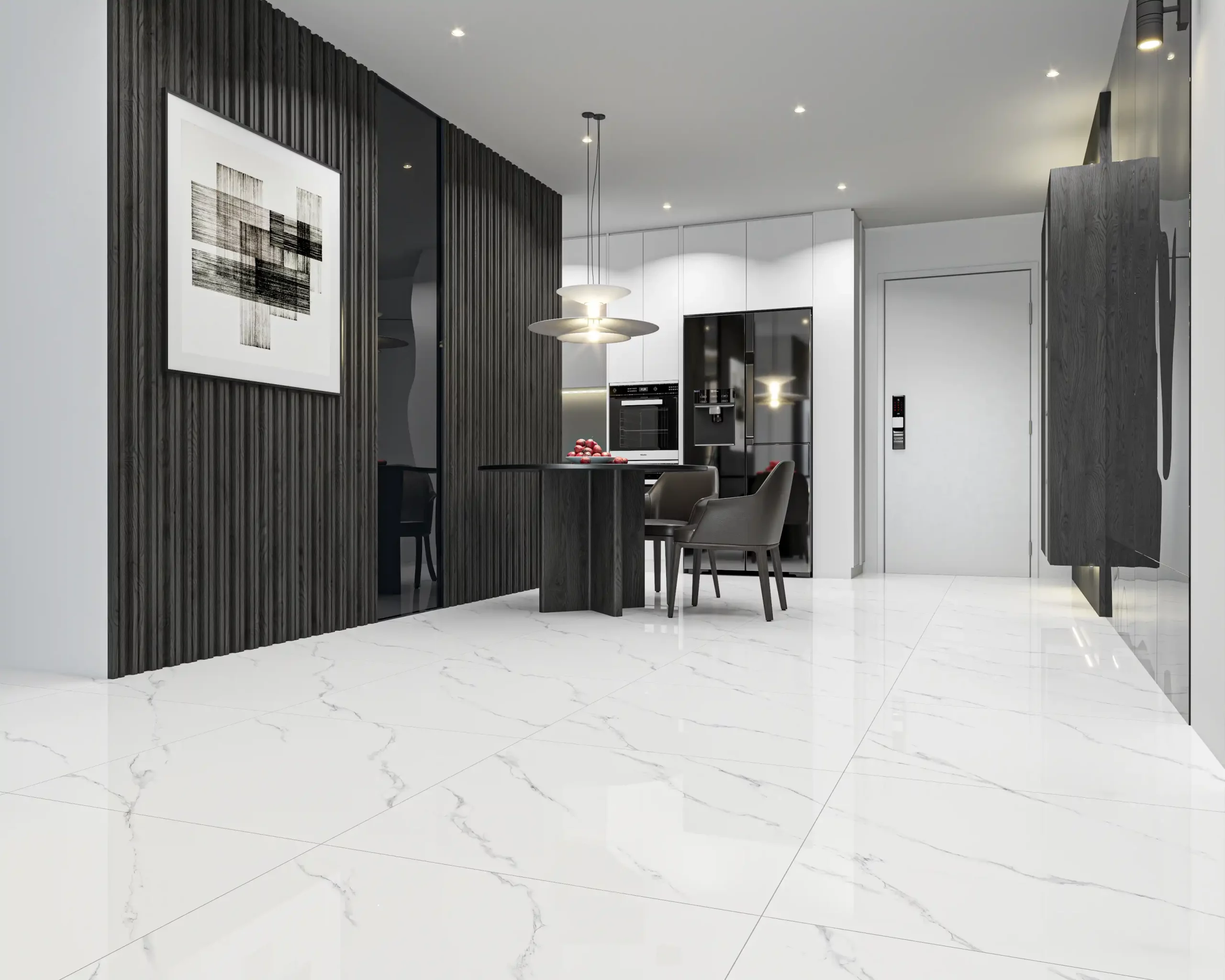 Hành lang lát gạch Travertine 9761 khổ 900×1800mm