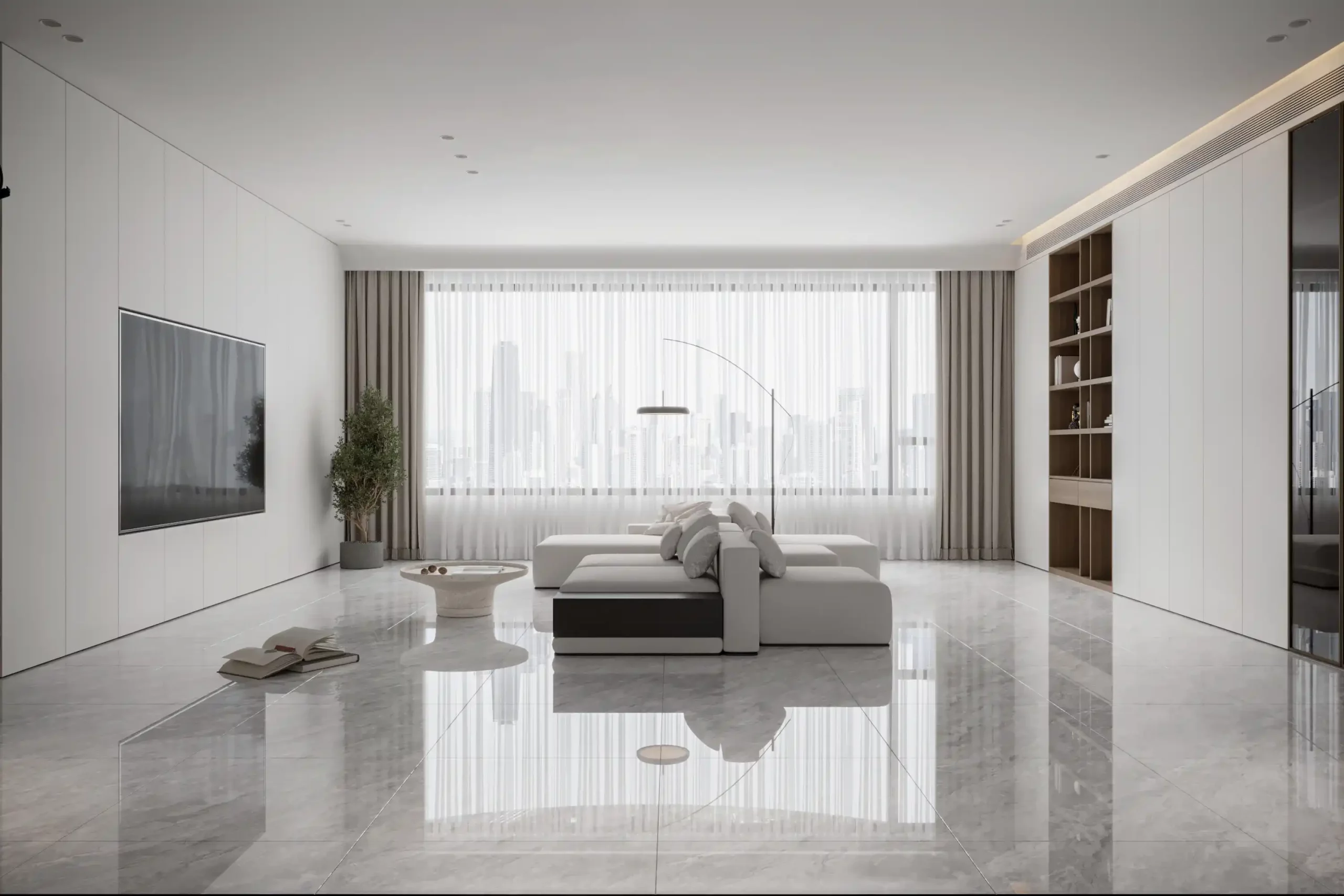 Hành lang lát gạch Travertine 9761 khổ 900×1800mm