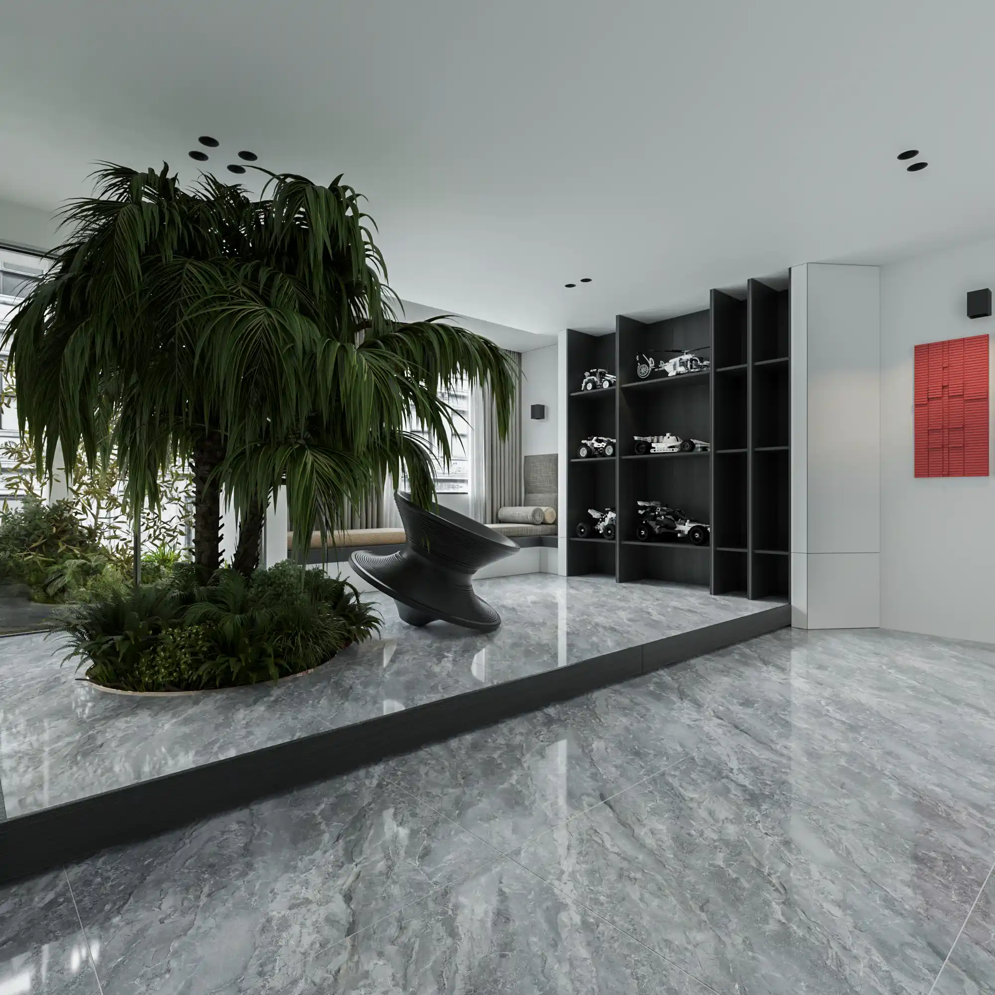 Hành lang lát gạch Travertine 9761 khổ 900×1800mm