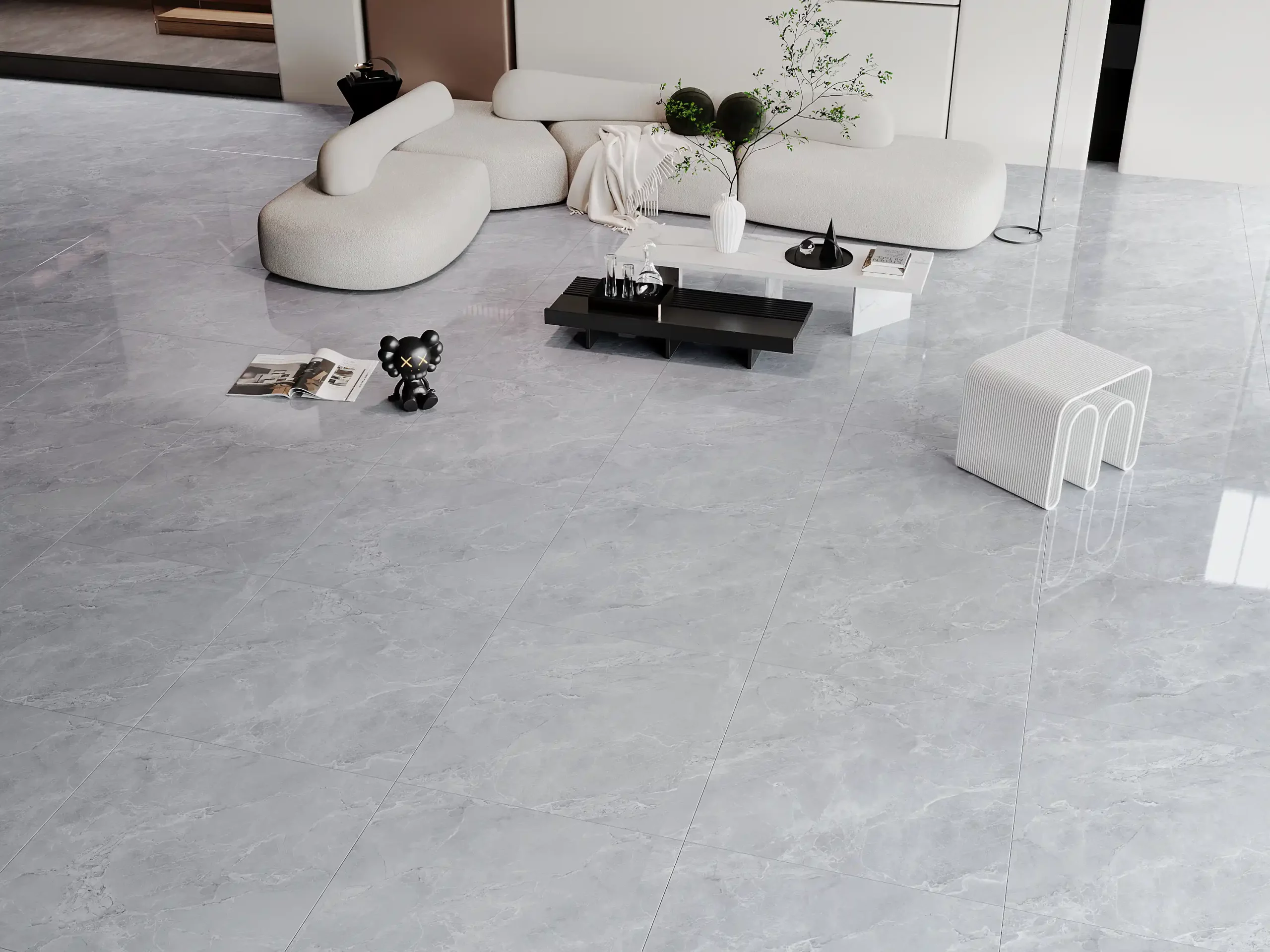 Hành lang lát gạch Travertine 9761 khổ 900×1800mm