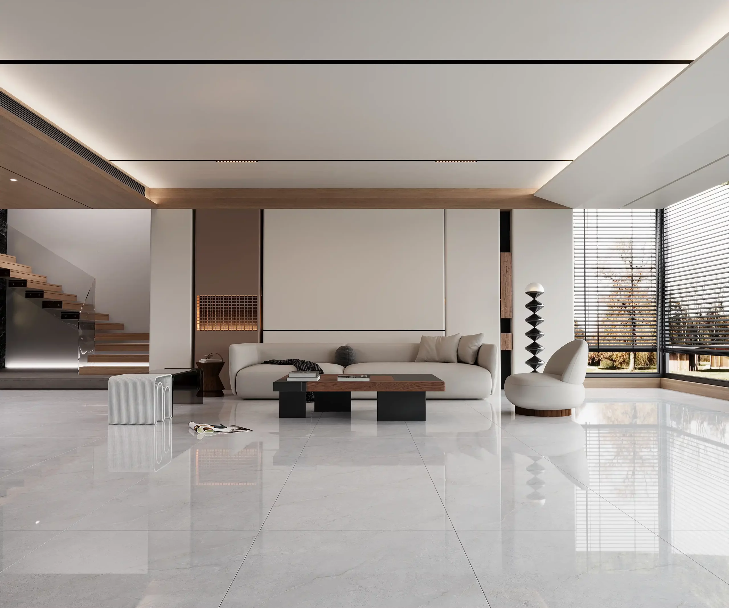 Hành lang lát gạch Travertine 9761 khổ 900×1800mm