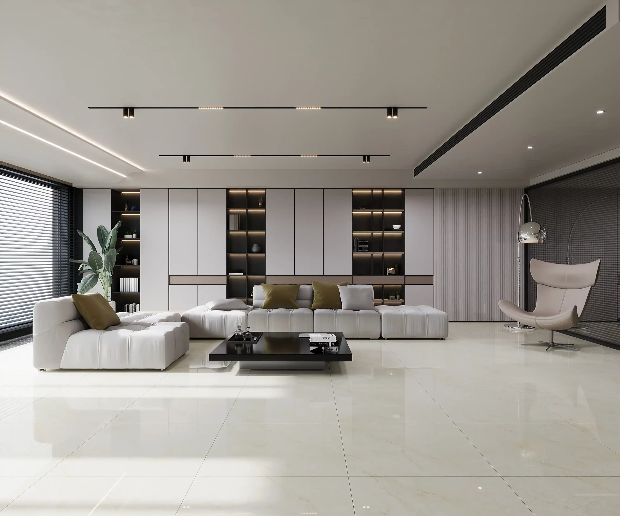 Hành lang lát gạch Travertine 9761 khổ 900×1800mm