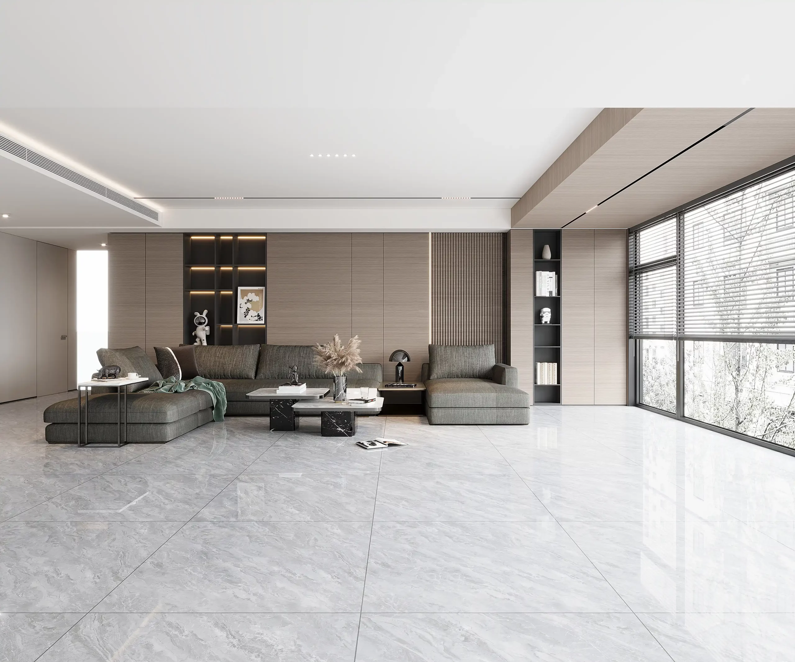 Hành lang lát gạch Travertine 9761 khổ 900×1800mm
