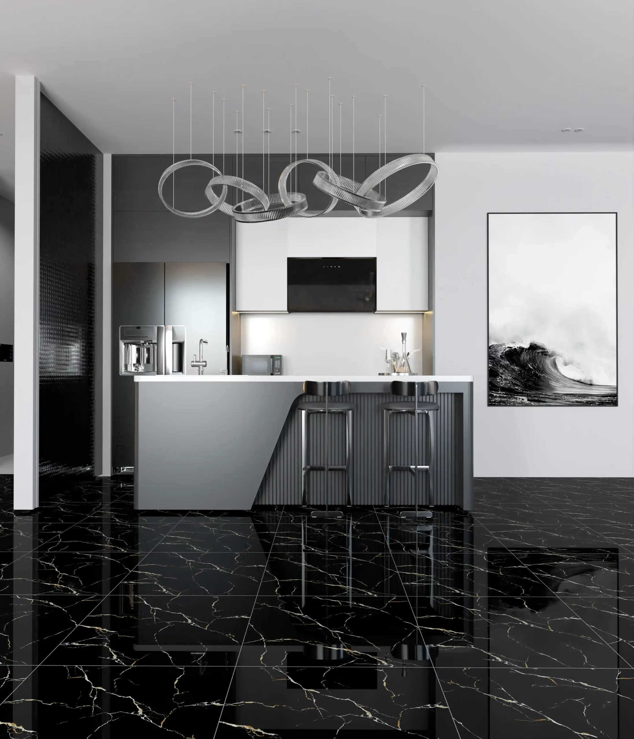 Hành lang lát gạch Travertine 9761 khổ 900×1800mm