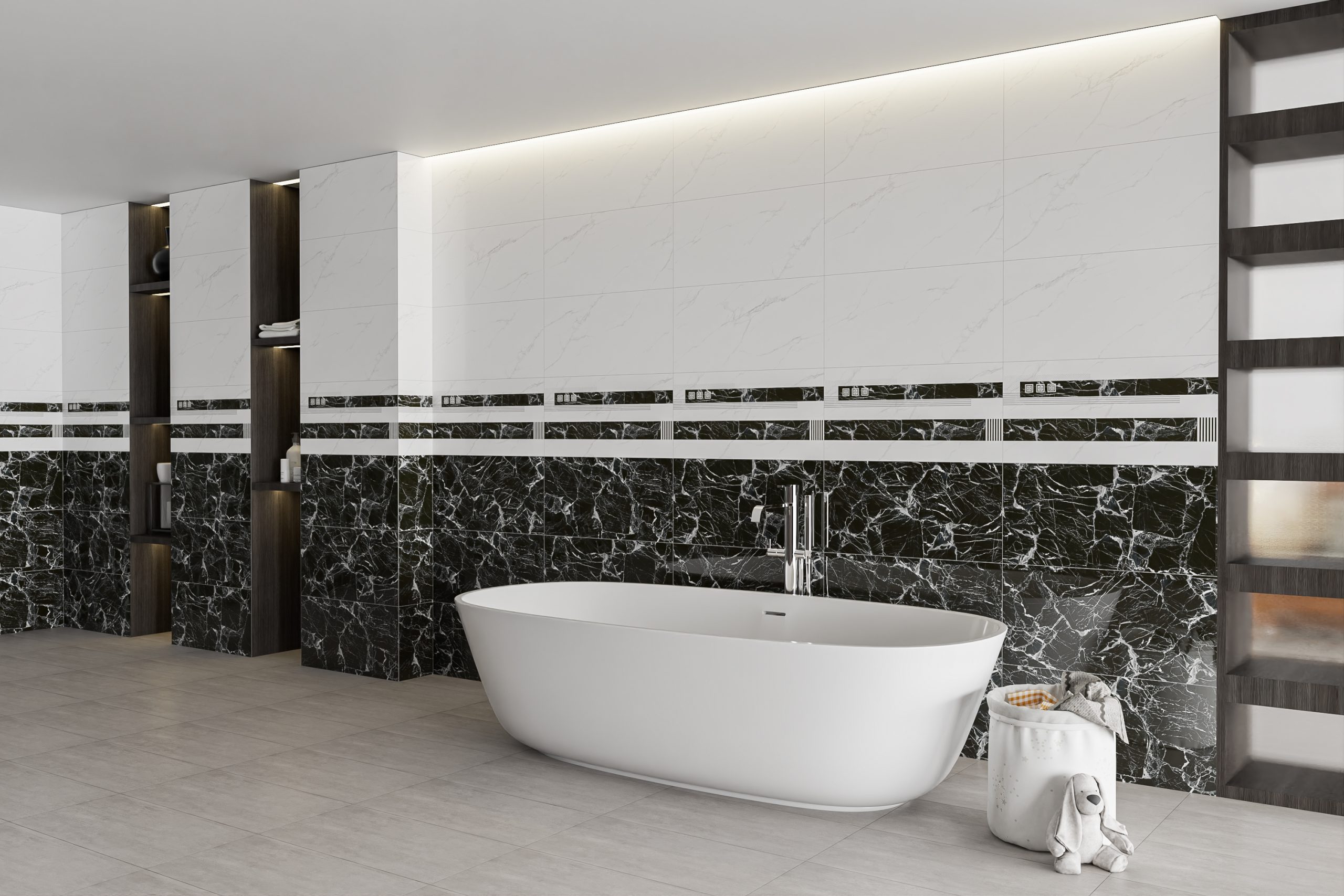 Hành lang lát gạch Travertine 9761 khổ 900×1800mm