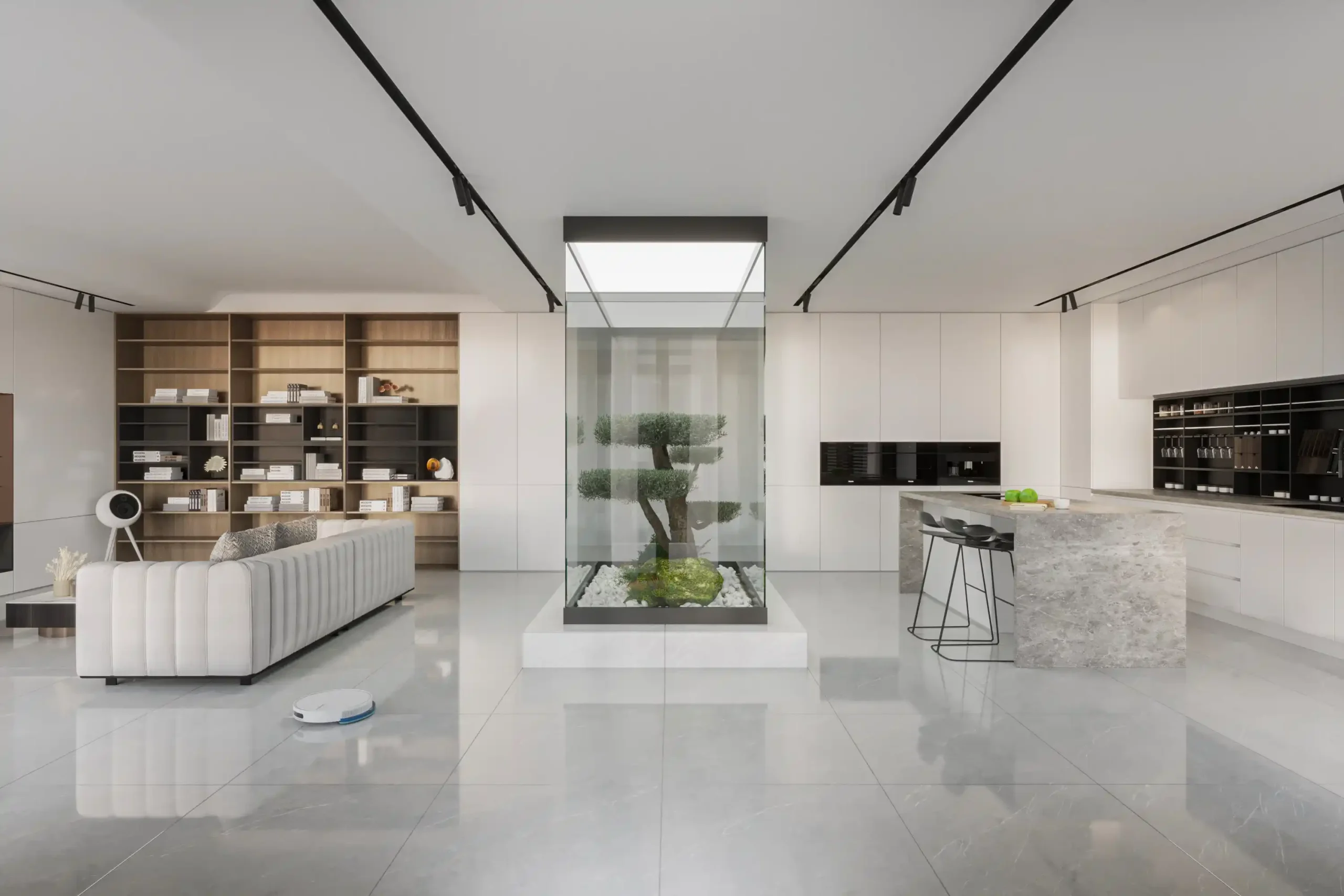 Hành lang lát gạch Travertine 9761 khổ 900×1800mm