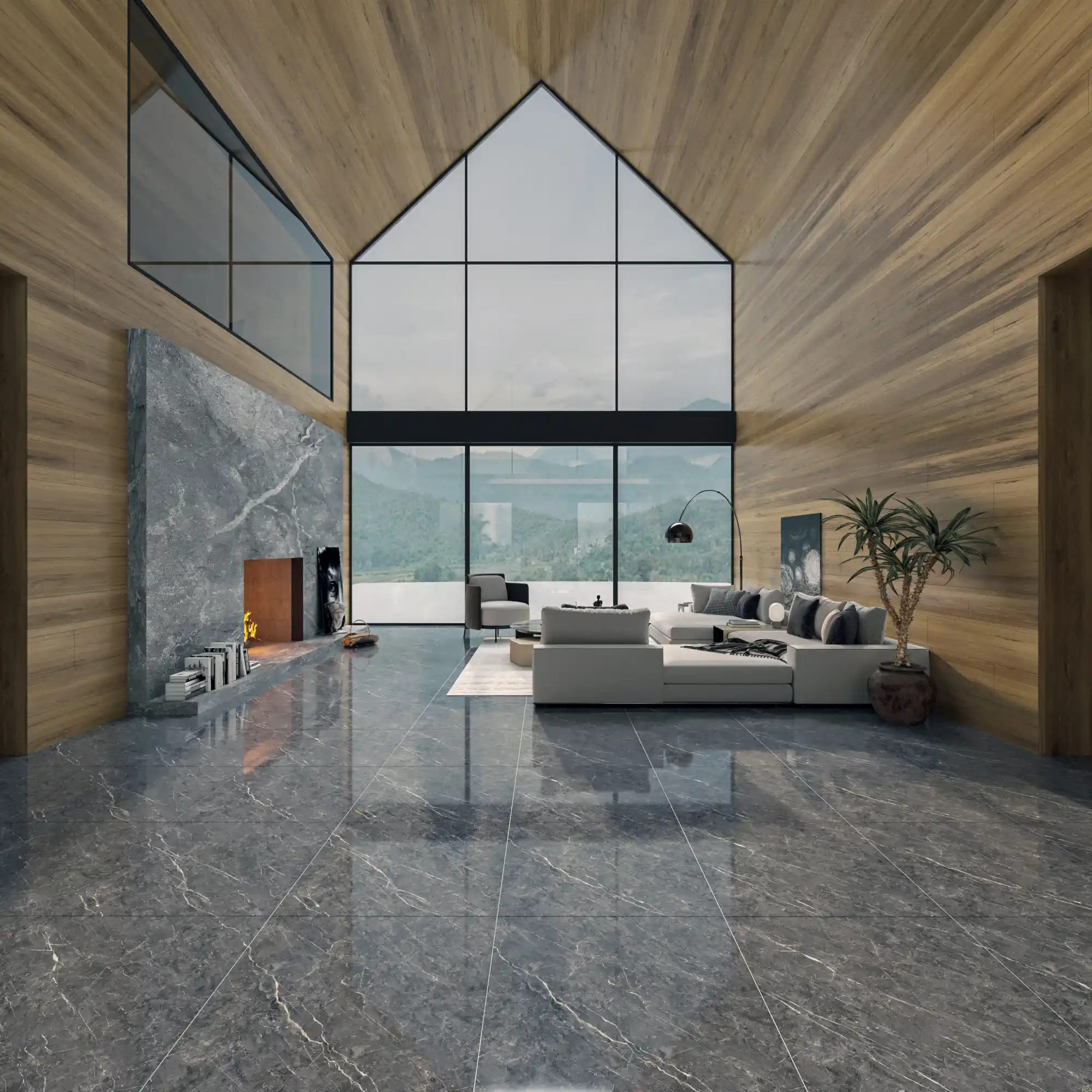 Hành lang lát gạch Travertine 9761 khổ 900×1800mm
