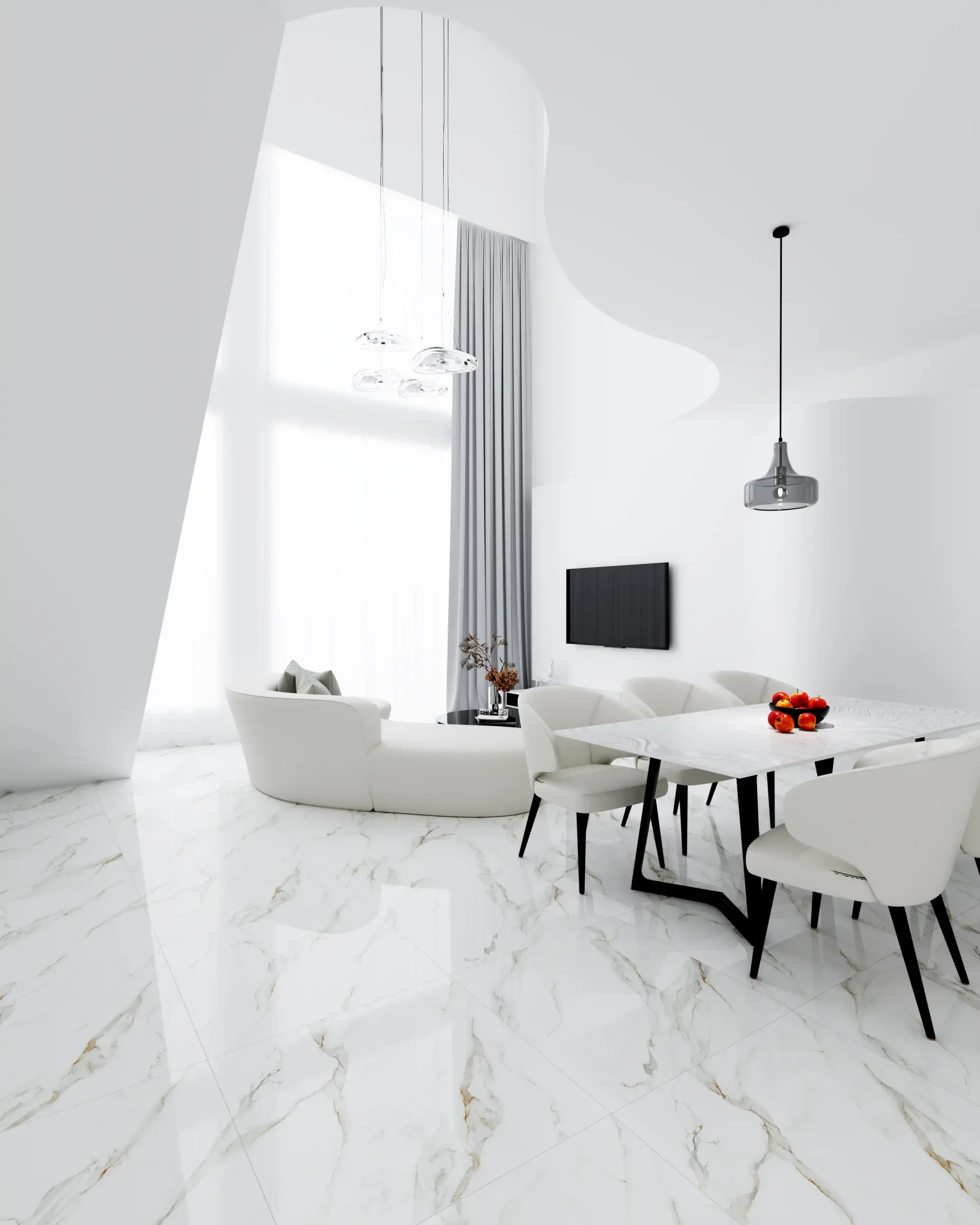Hành lang lát gạch Travertine 9761 khổ 900×1800mm