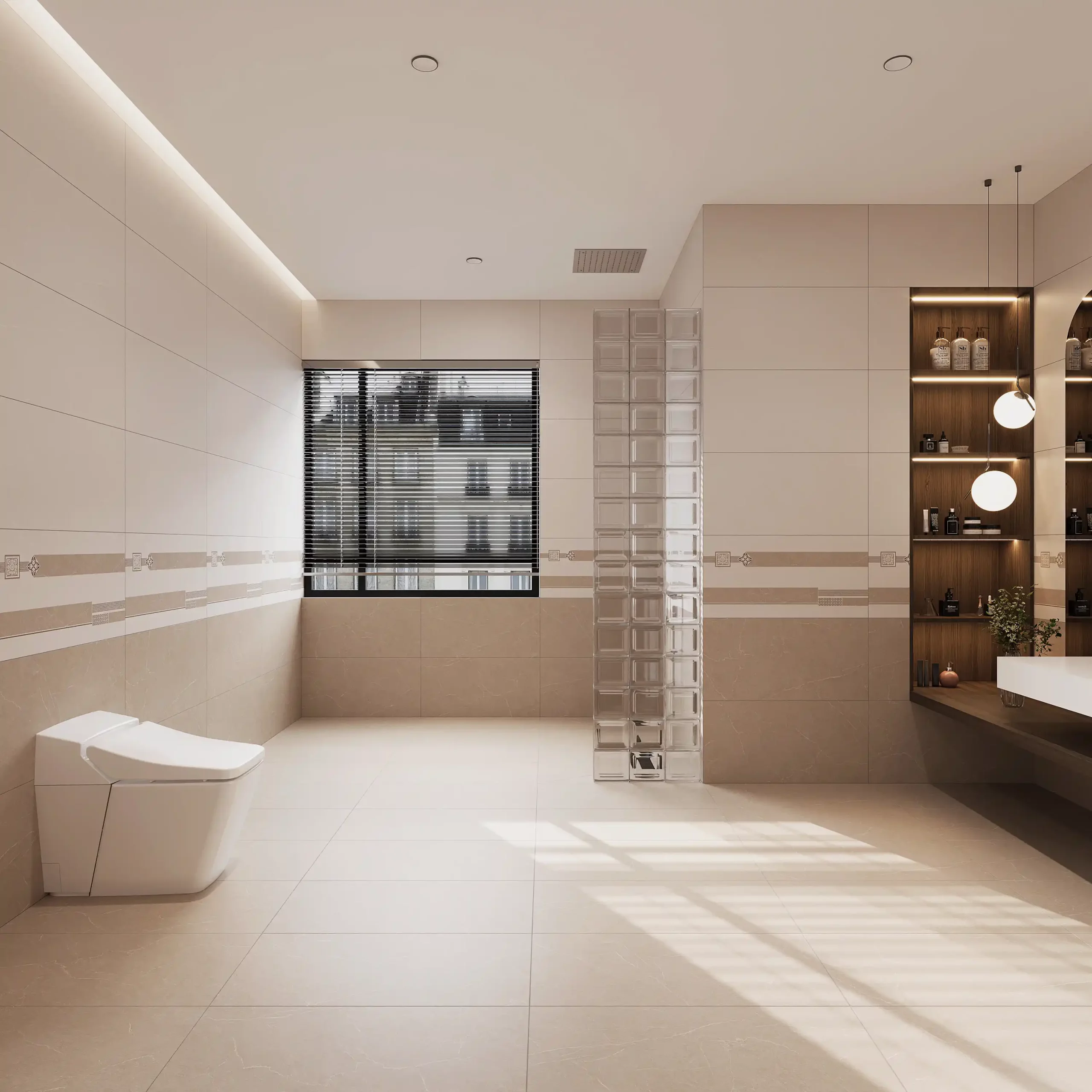 Hành lang lát gạch Travertine 9761 khổ 900×1800mm