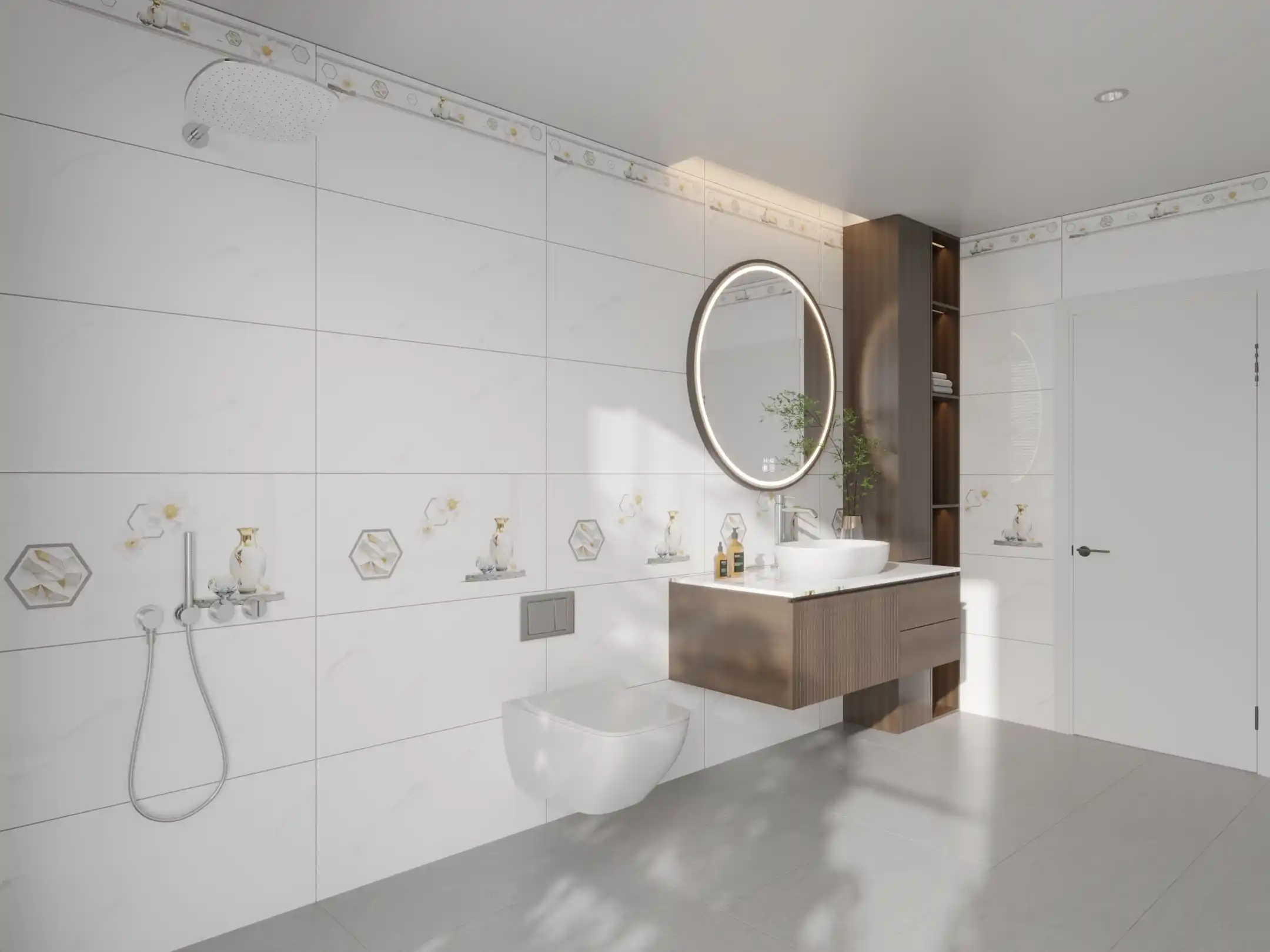 Hành lang lát gạch Travertine 9761 khổ 900×1800mm