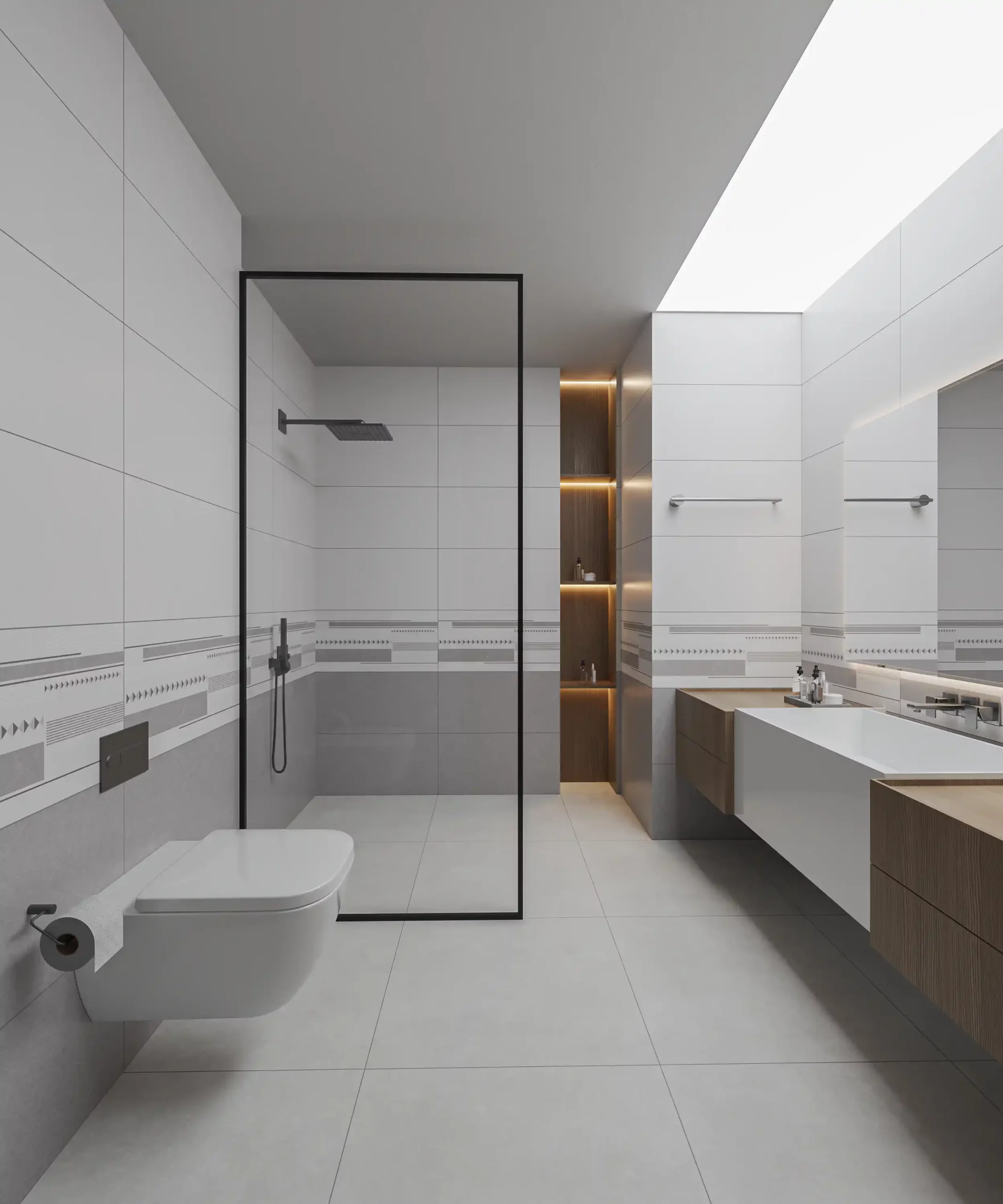 Hành lang lát gạch Travertine 9761 khổ 900×1800mm